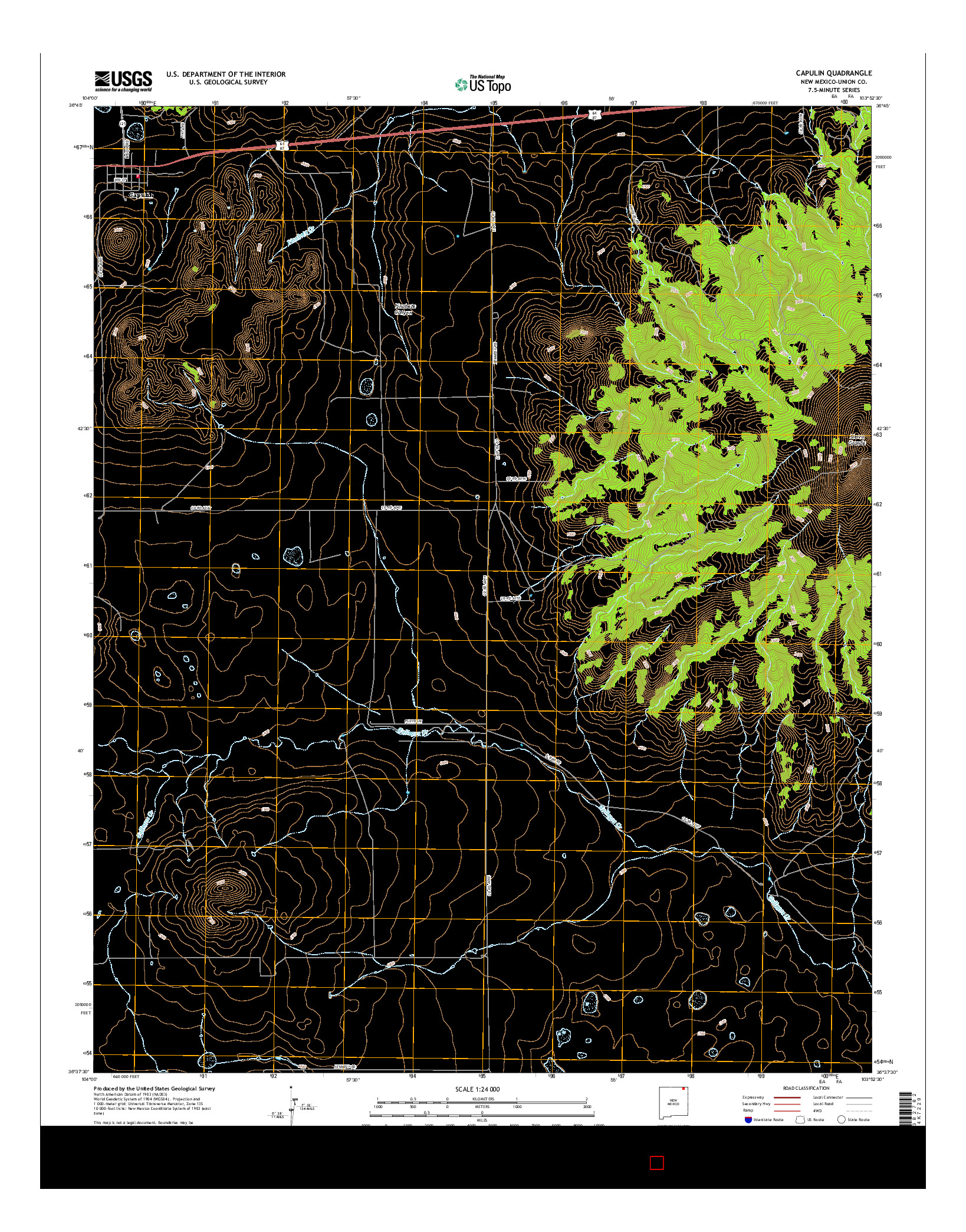 USGS US TOPO 7.5-MINUTE MAP FOR CAPULIN, NM 2017