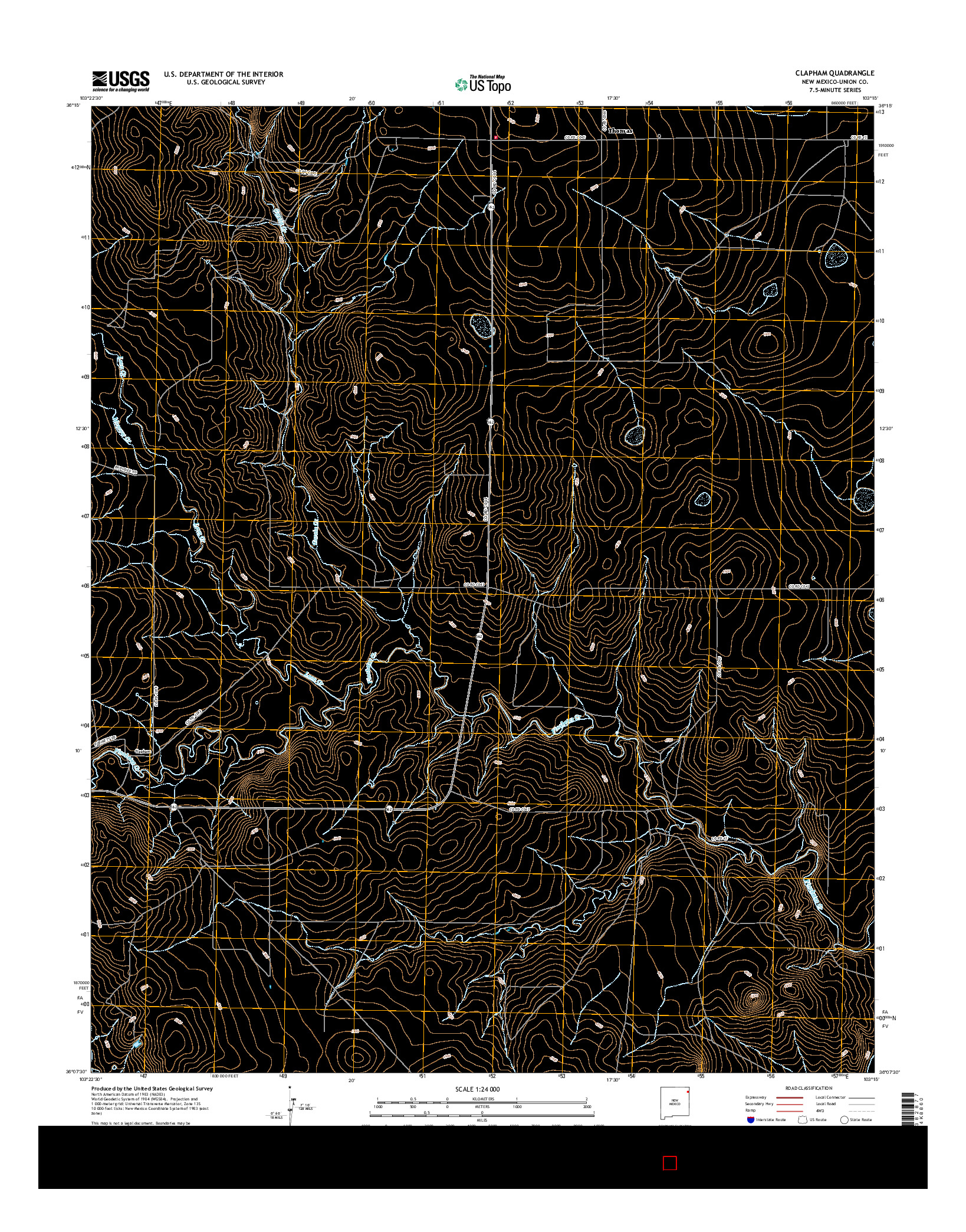 USGS US TOPO 7.5-MINUTE MAP FOR CLAPHAM, NM 2017