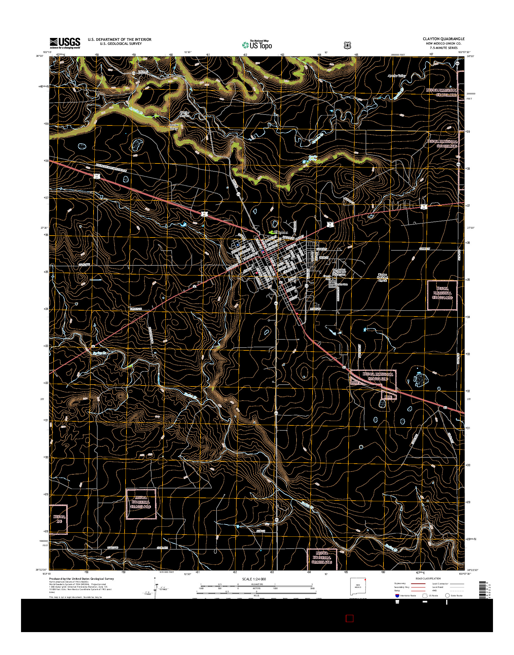 USGS US TOPO 7.5-MINUTE MAP FOR CLAYTON, NM 2017