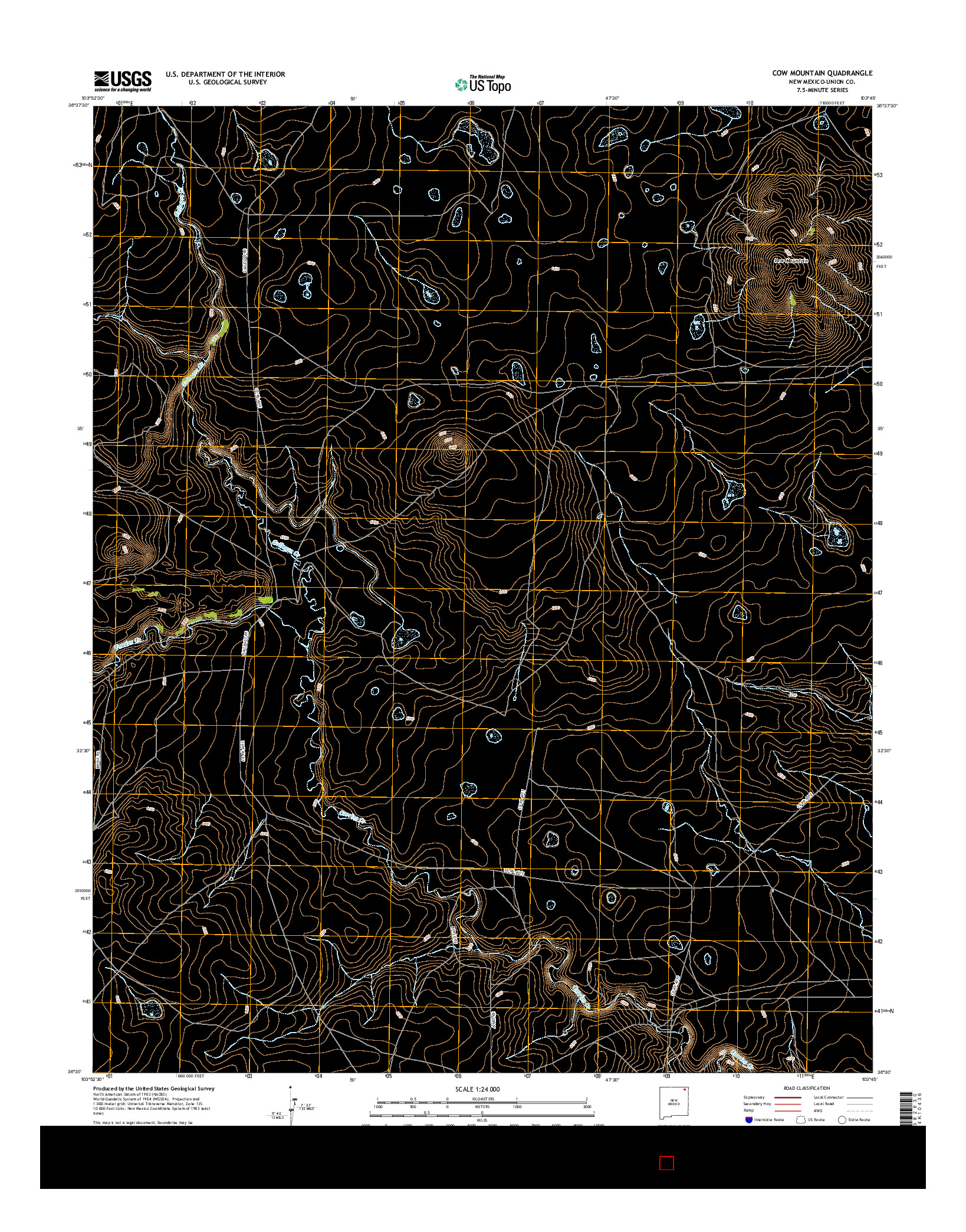 USGS US TOPO 7.5-MINUTE MAP FOR COW MOUNTAIN, NM 2017