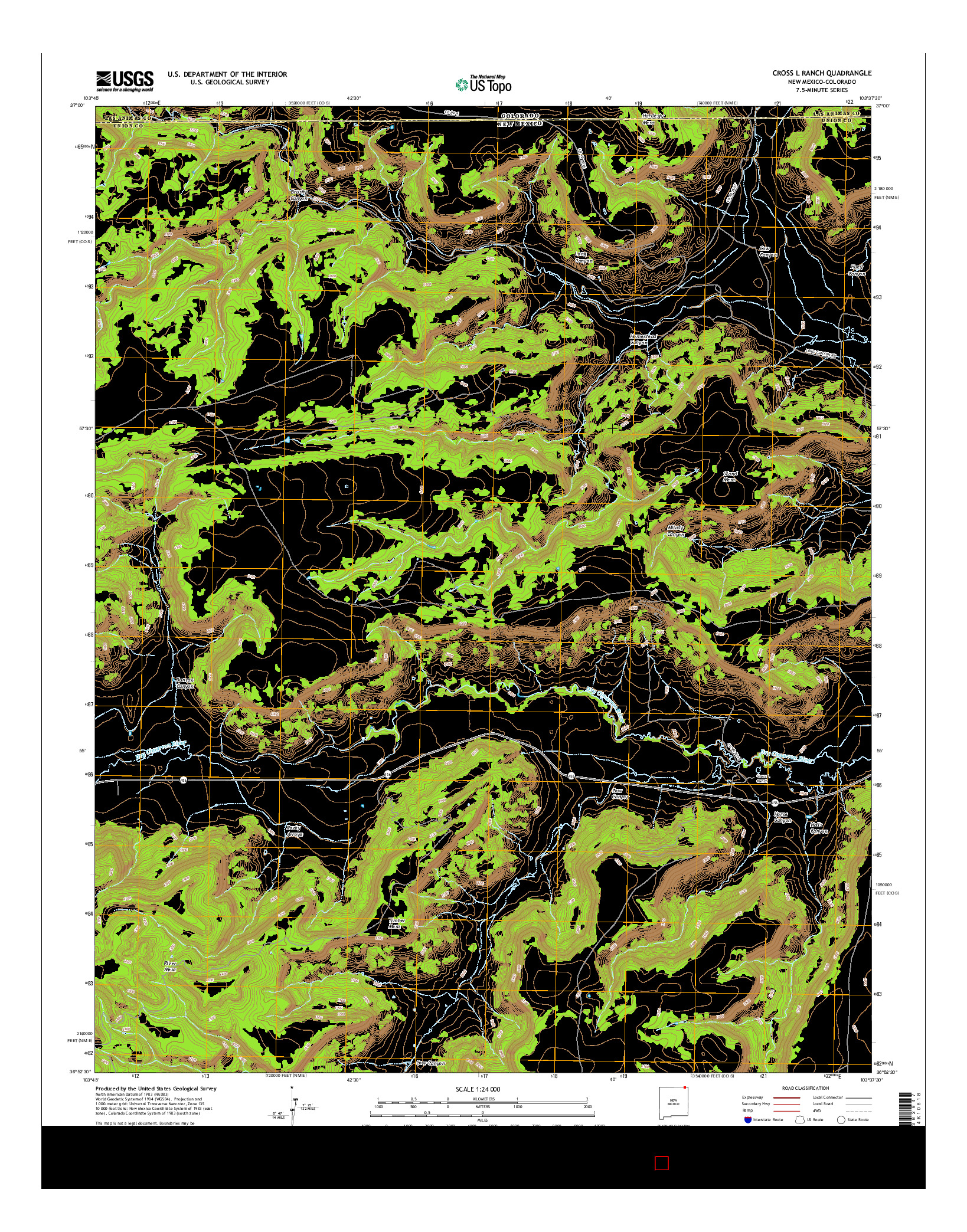 USGS US TOPO 7.5-MINUTE MAP FOR CROSS L RANCH, NM-CO 2017