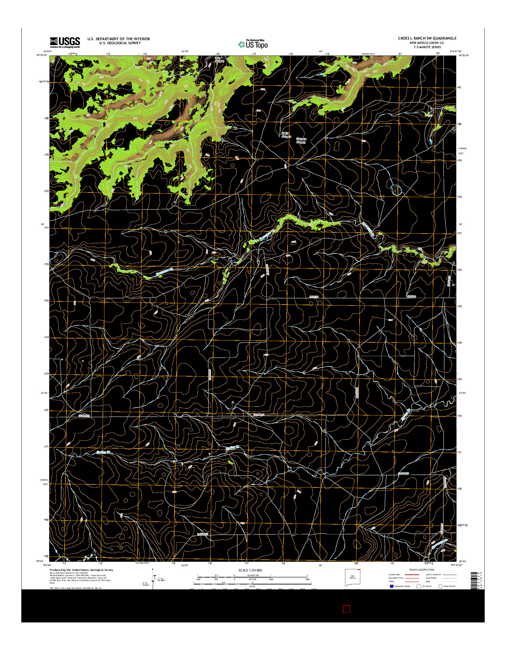 USGS US TOPO 7.5-MINUTE MAP FOR CROSS L RANCH SW, NM 2017