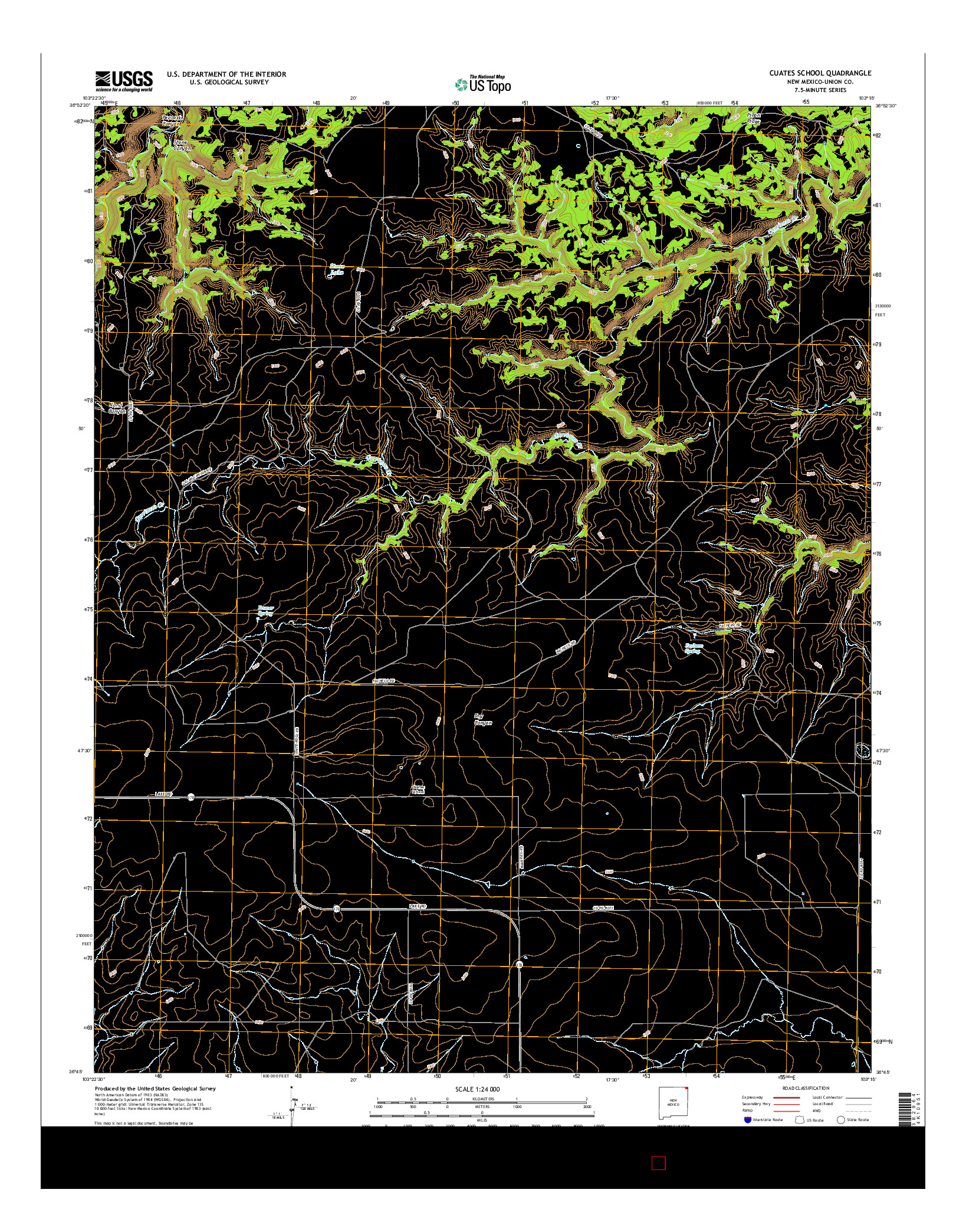 USGS US TOPO 7.5-MINUTE MAP FOR CUATES SCHOOL, NM 2017