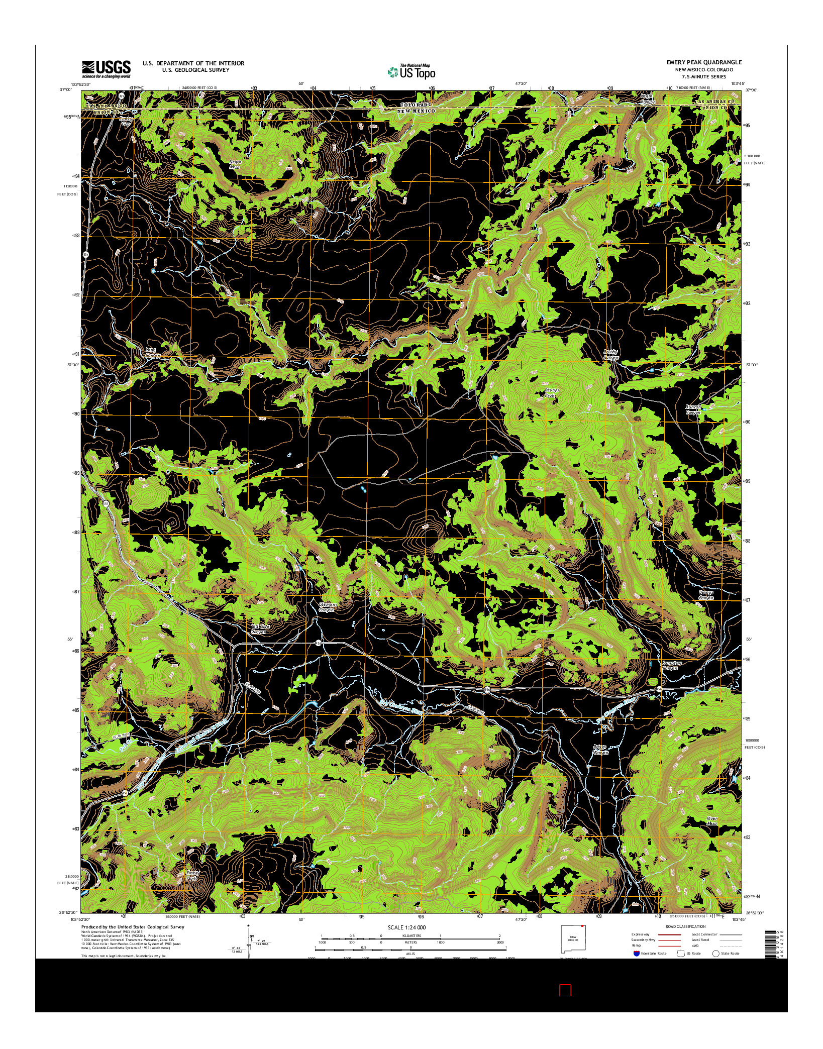 USGS US TOPO 7.5-MINUTE MAP FOR EMERY PEAK, NM-CO 2017