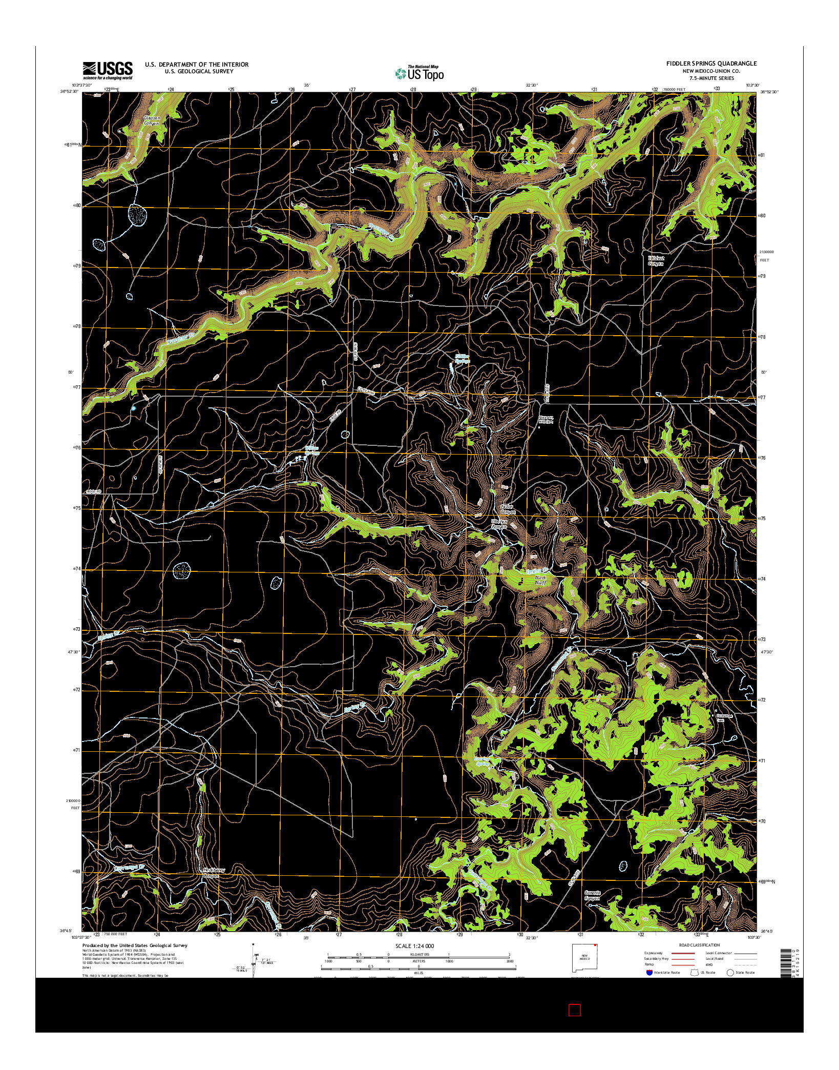 USGS US TOPO 7.5-MINUTE MAP FOR FIDDLER SPRINGS, NM 2017