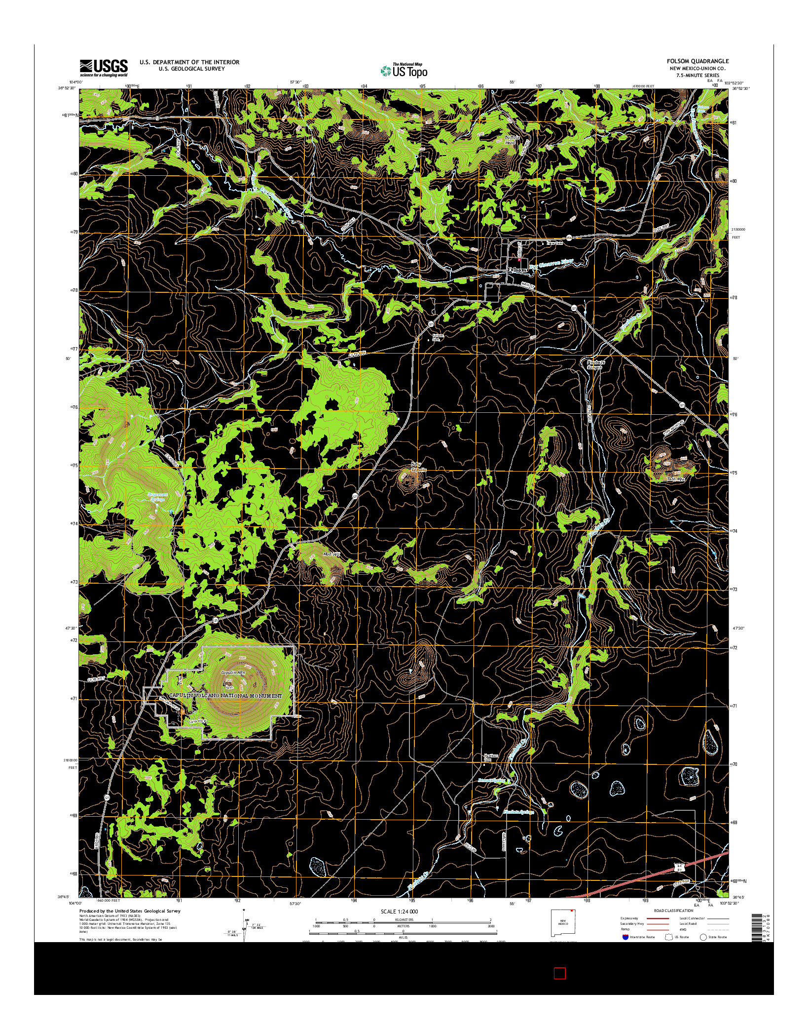 USGS US TOPO 7.5-MINUTE MAP FOR FOLSOM, NM 2017