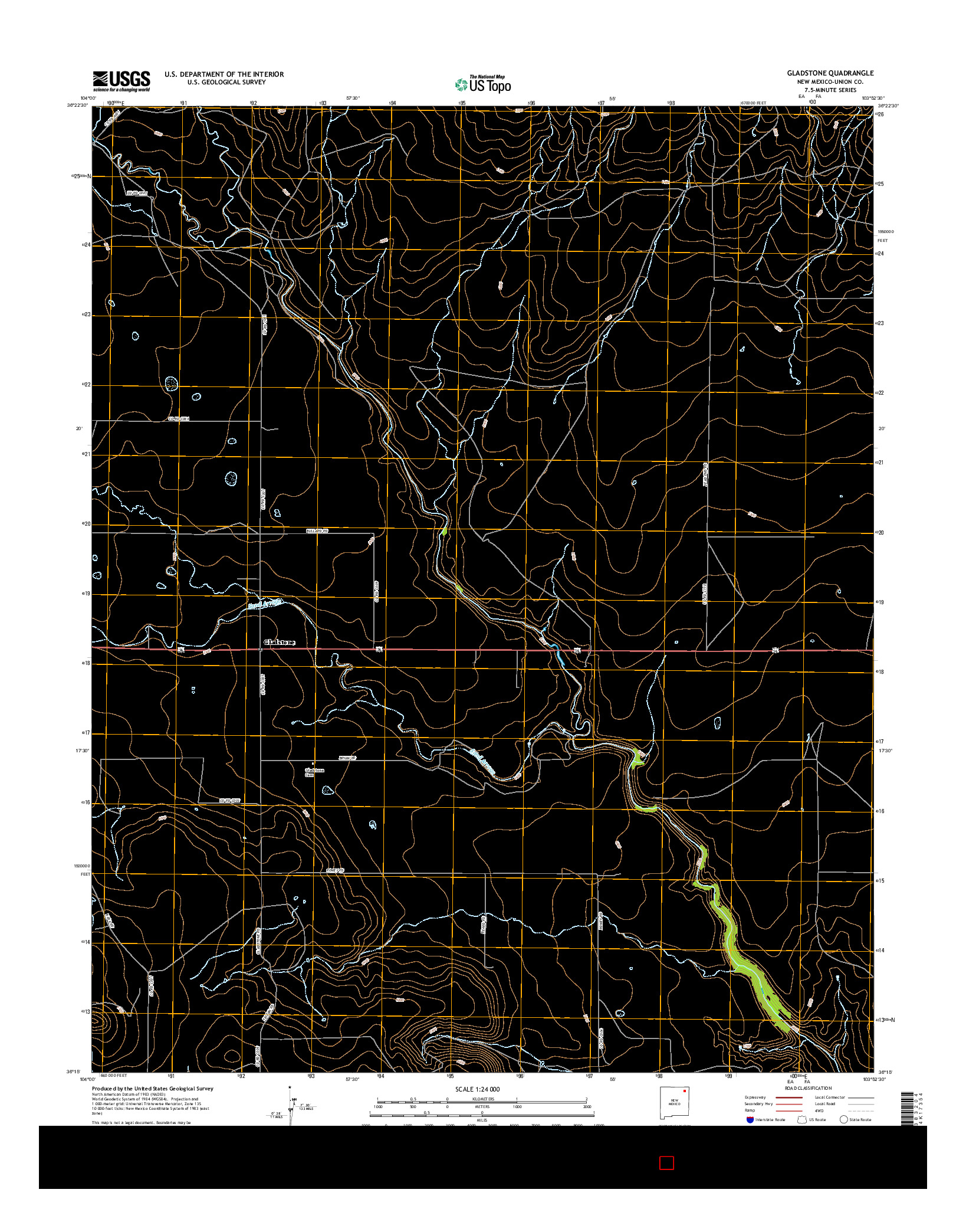 USGS US TOPO 7.5-MINUTE MAP FOR GLADSTONE, NM 2017