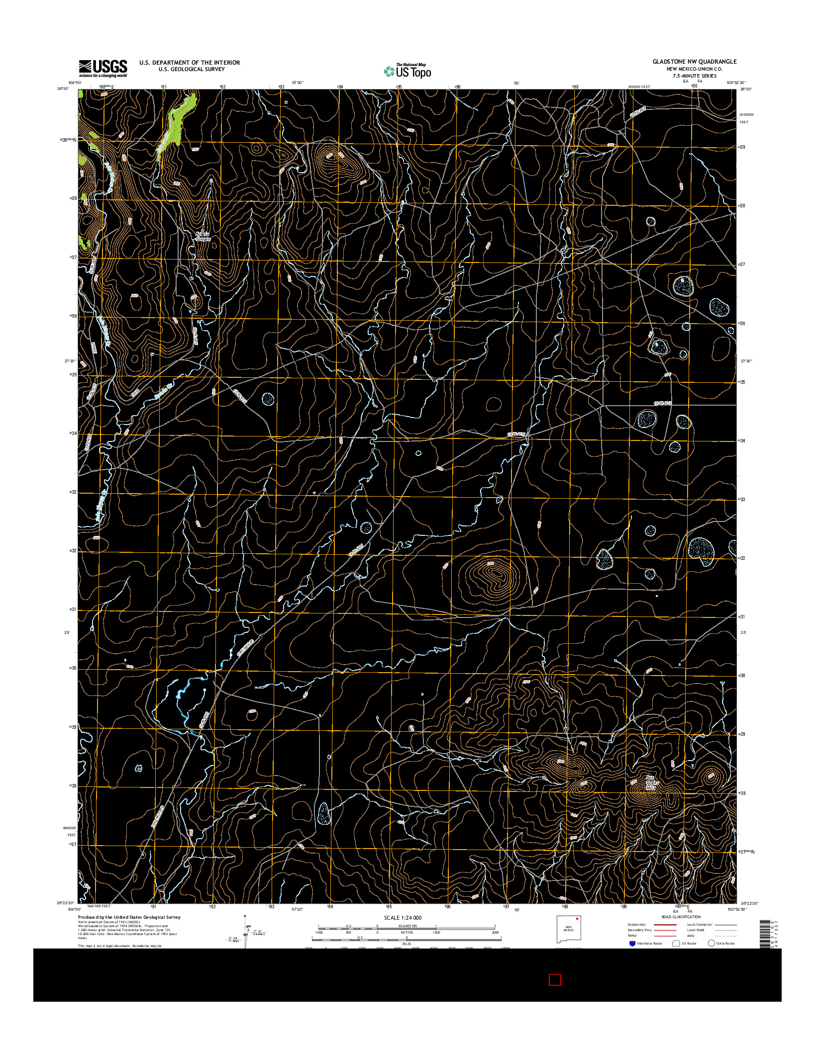 USGS US TOPO 7.5-MINUTE MAP FOR GLADSTONE NW, NM 2017