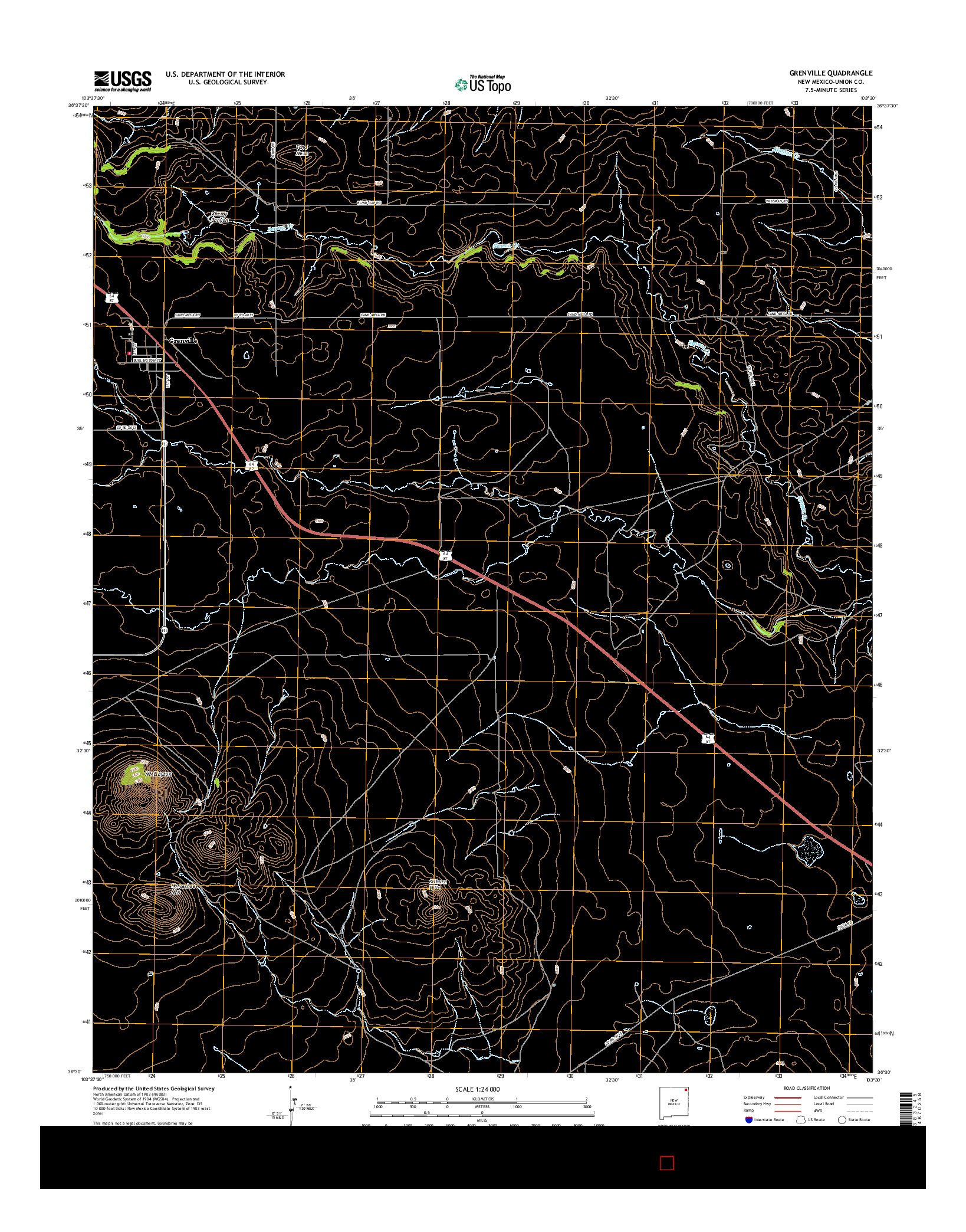 USGS US TOPO 7.5-MINUTE MAP FOR GRENVILLE, NM 2017