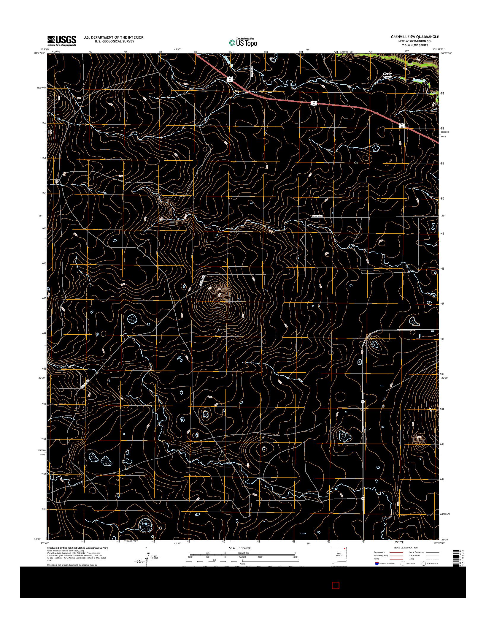 USGS US TOPO 7.5-MINUTE MAP FOR GRENVILLE SW, NM 2017