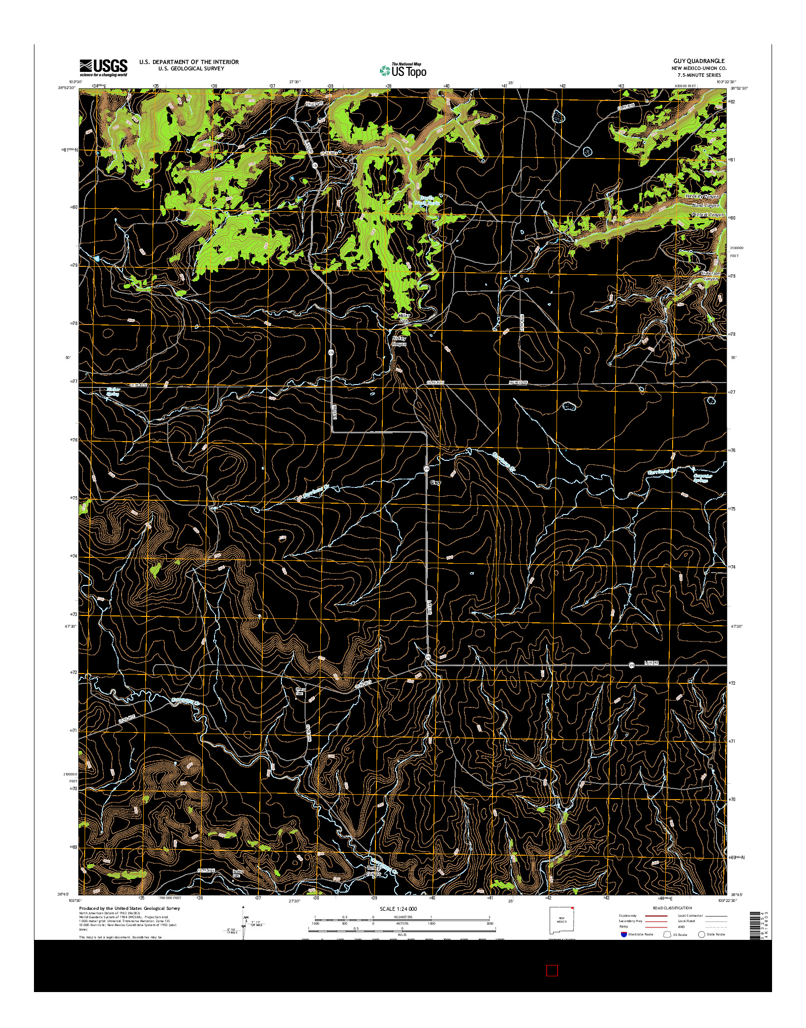 USGS US TOPO 7.5-MINUTE MAP FOR GUY, NM 2017