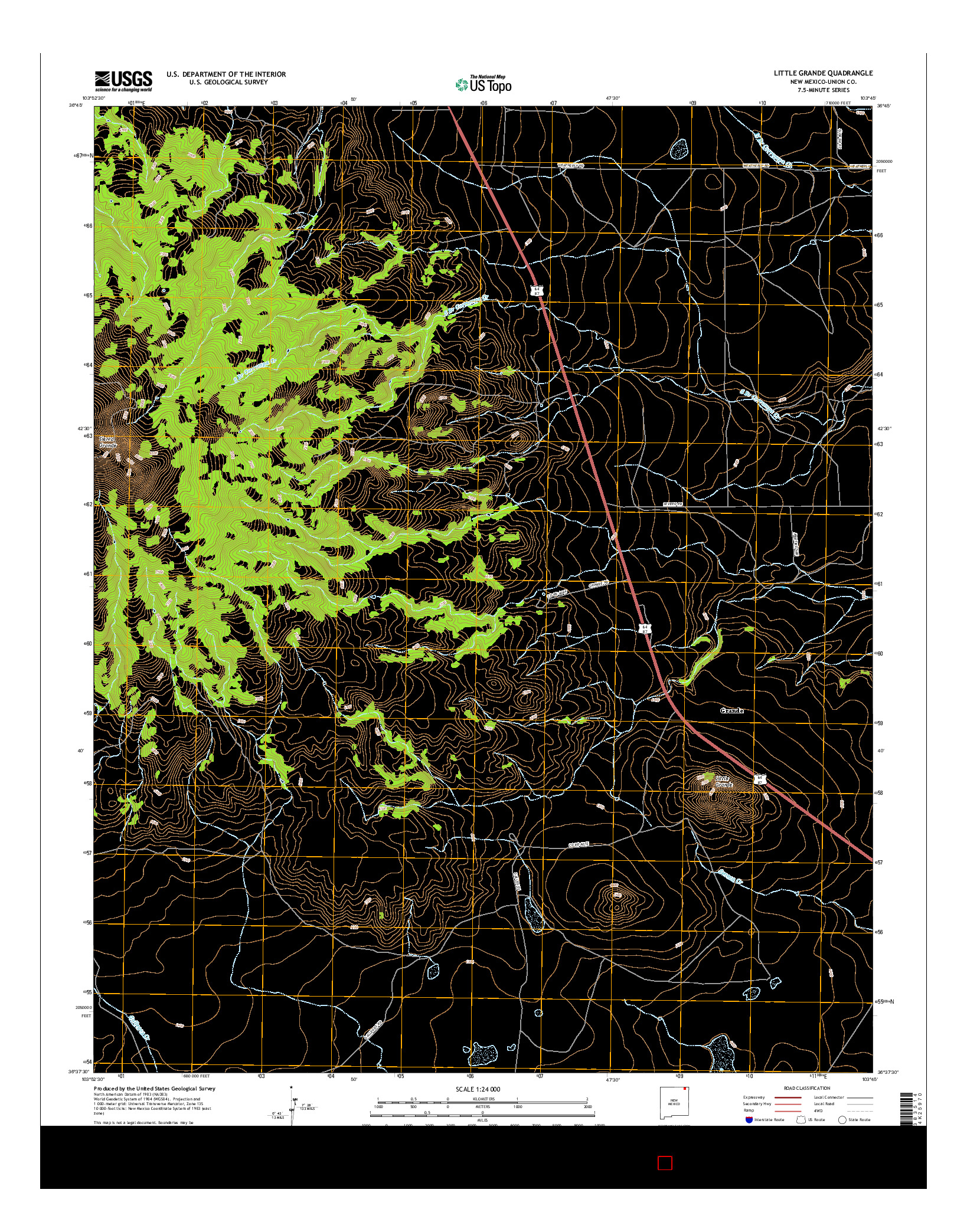 USGS US TOPO 7.5-MINUTE MAP FOR LITTLE GRANDE, NM 2017
