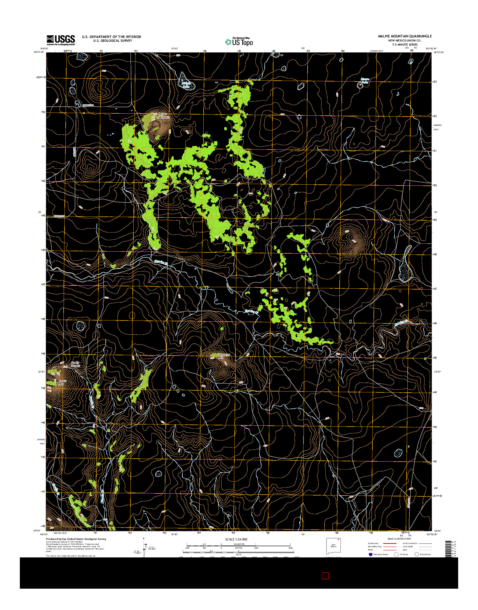 USGS US TOPO 7.5-MINUTE MAP FOR MALPIE MOUNTAIN, NM 2017