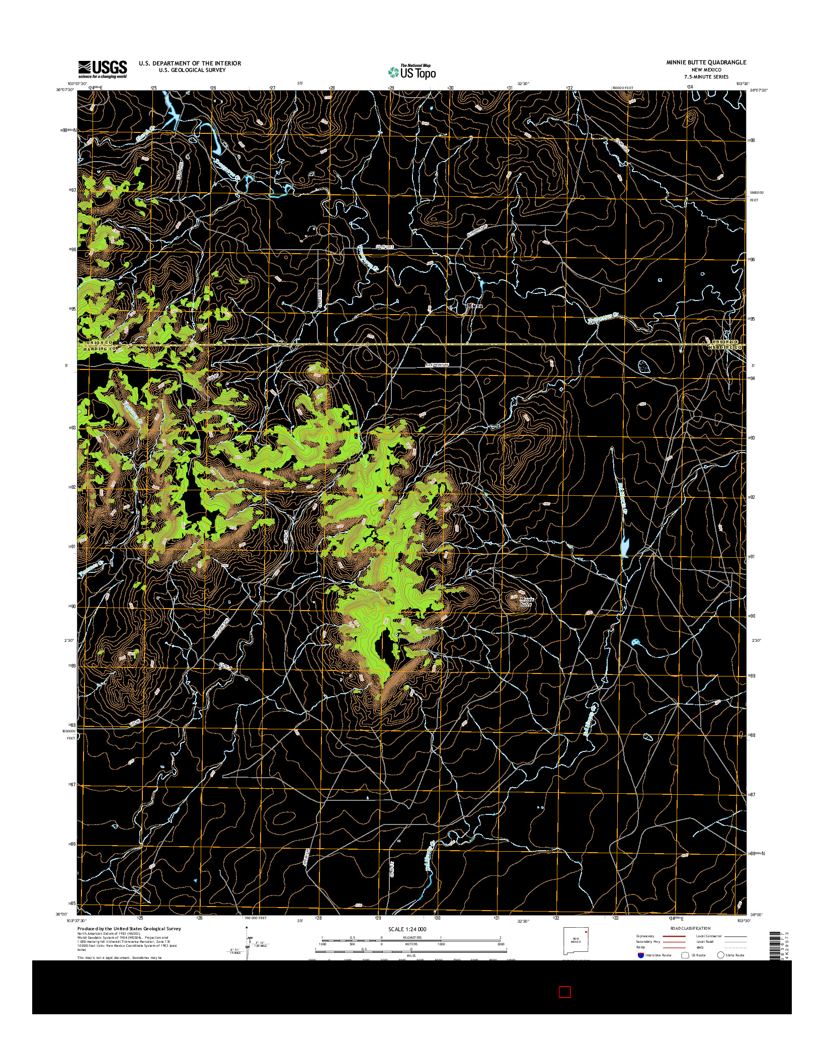 USGS US TOPO 7.5-MINUTE MAP FOR MINNIE BUTTE, NM 2017