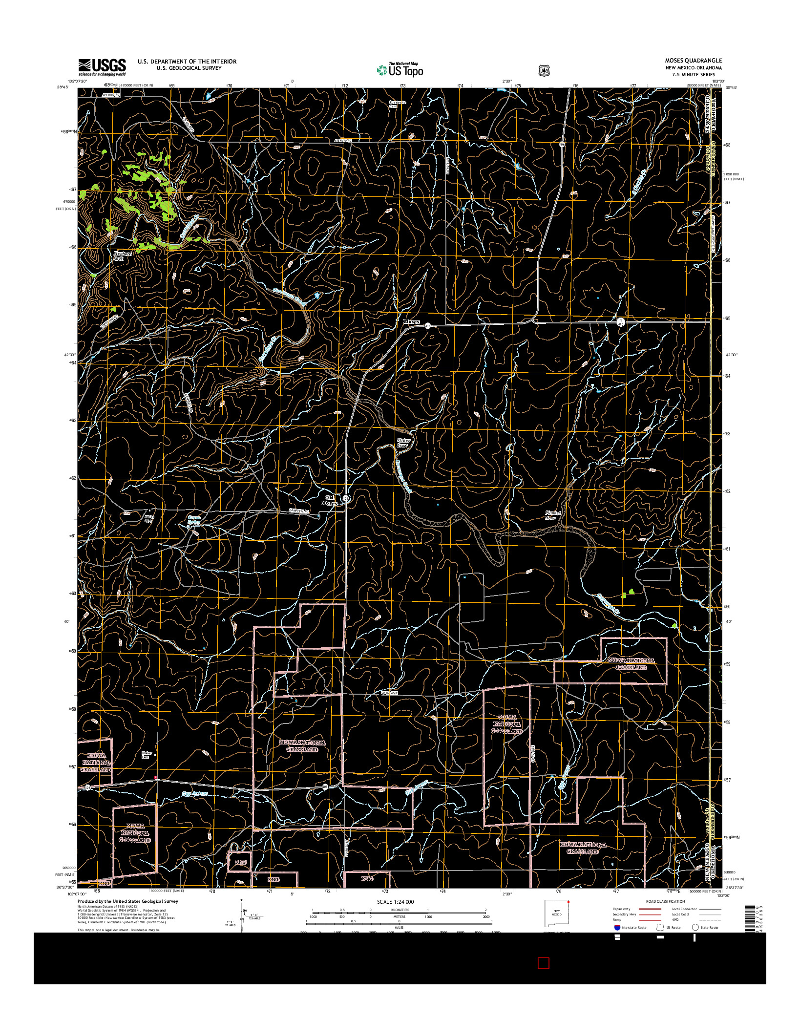 USGS US TOPO 7.5-MINUTE MAP FOR MOSES, NM-OK 2017