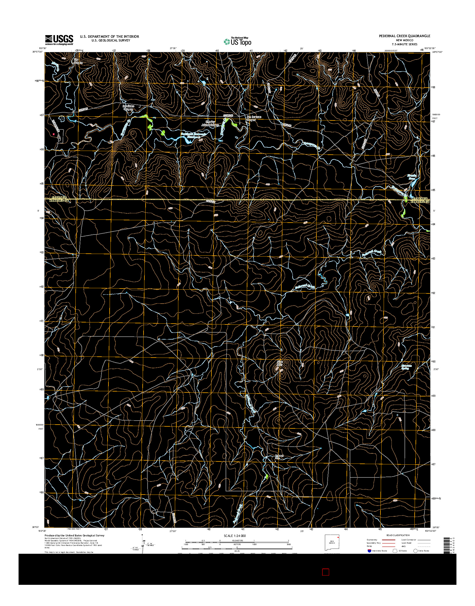 USGS US TOPO 7.5-MINUTE MAP FOR PEDERNAL CREEK, NM 2017