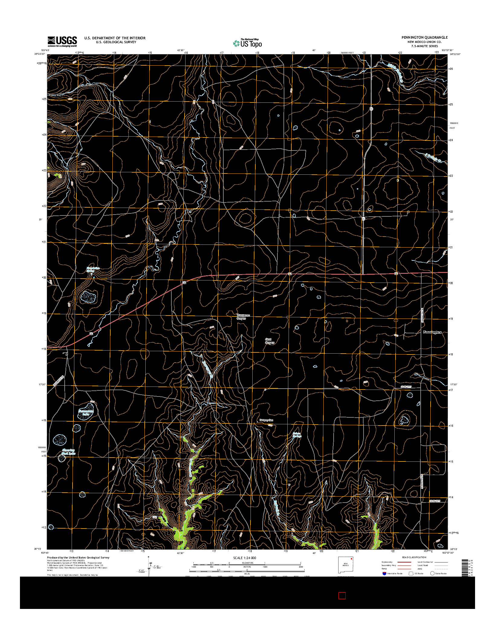 USGS US TOPO 7.5-MINUTE MAP FOR PENNINGTON, NM 2017