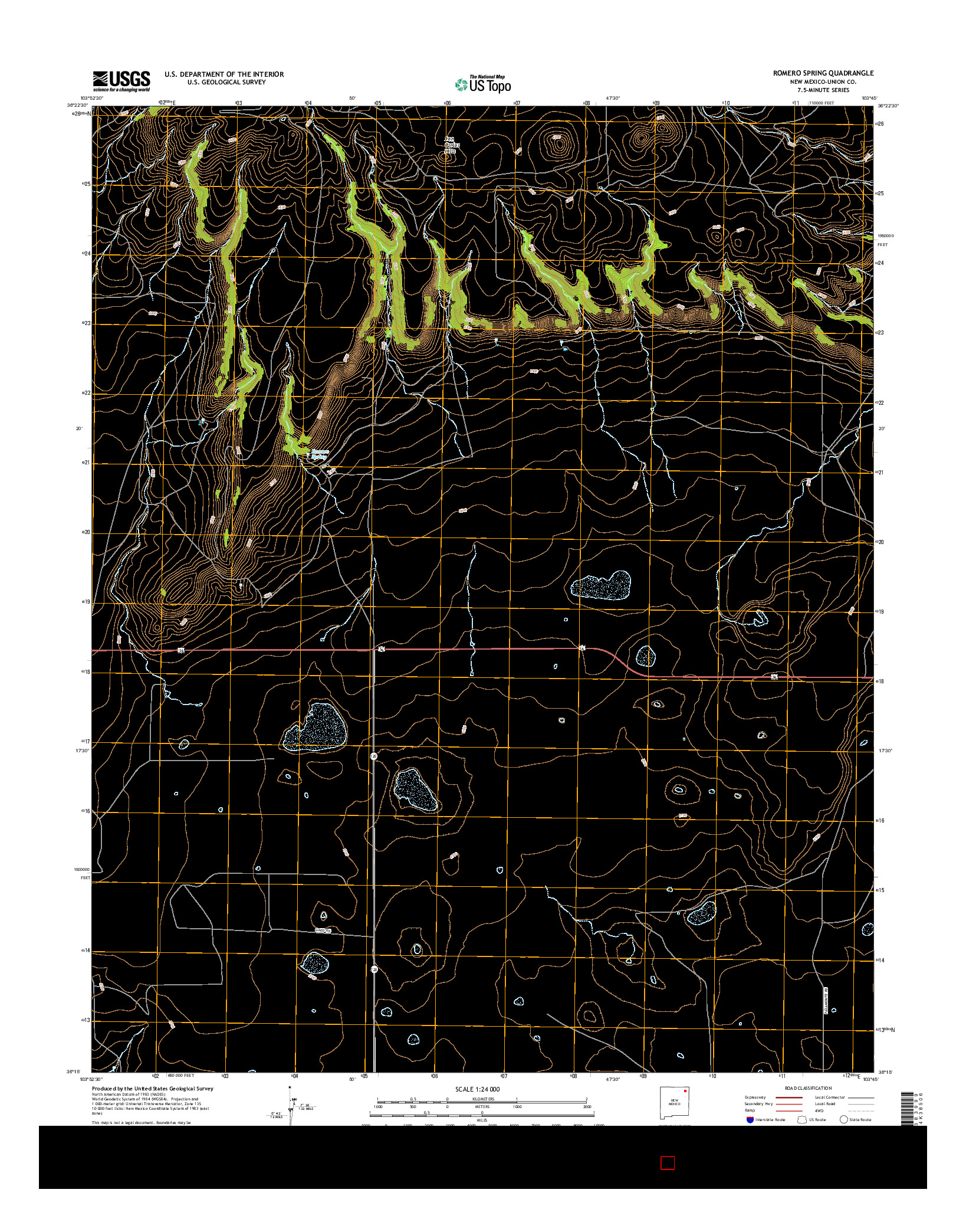 USGS US TOPO 7.5-MINUTE MAP FOR ROMERO SPRING, NM 2017