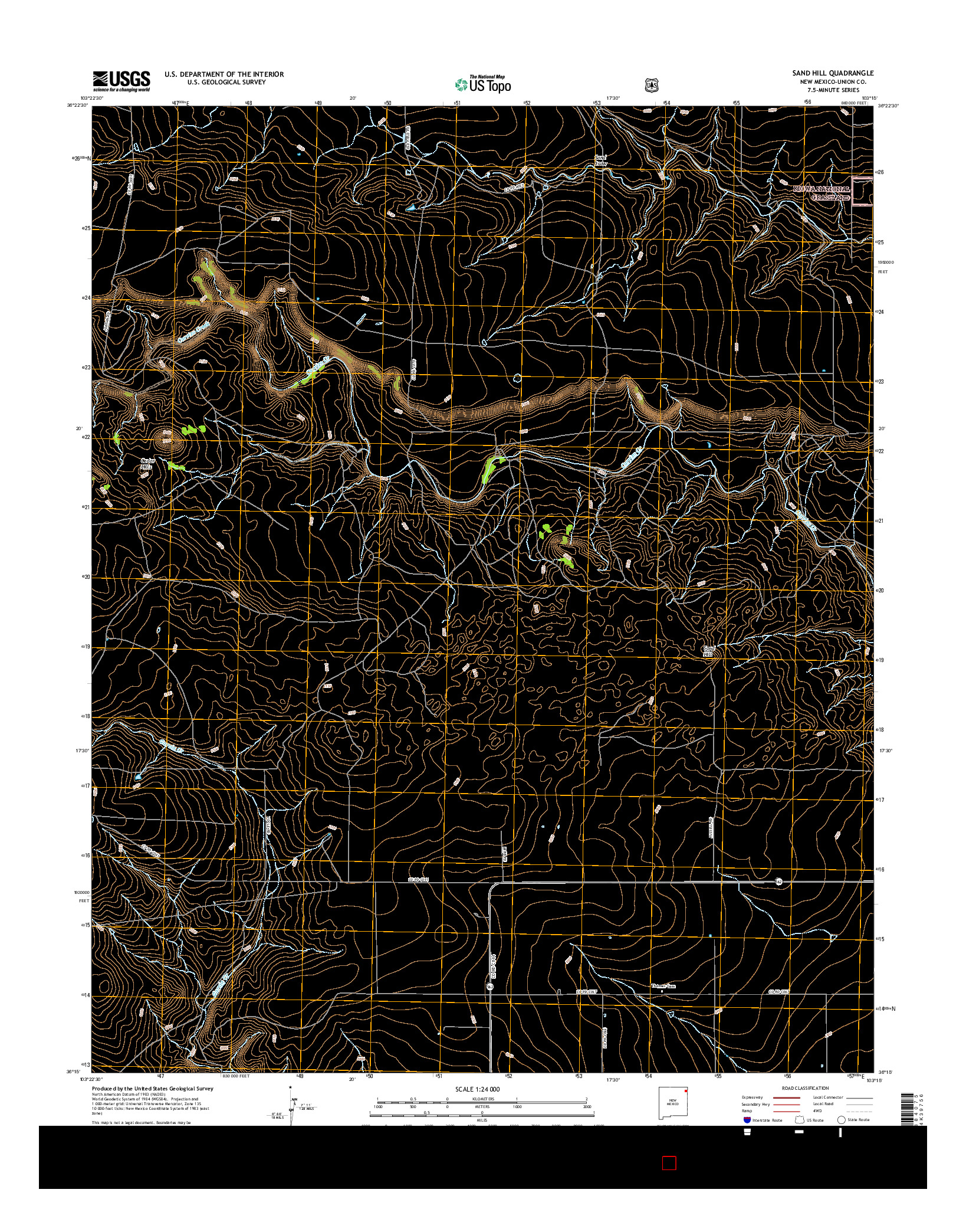 USGS US TOPO 7.5-MINUTE MAP FOR SAND HILL, NM 2017