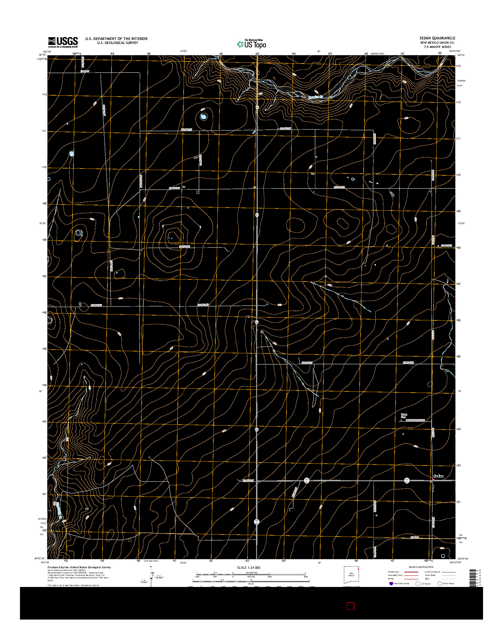 USGS US TOPO 7.5-MINUTE MAP FOR SEDAN, NM 2017