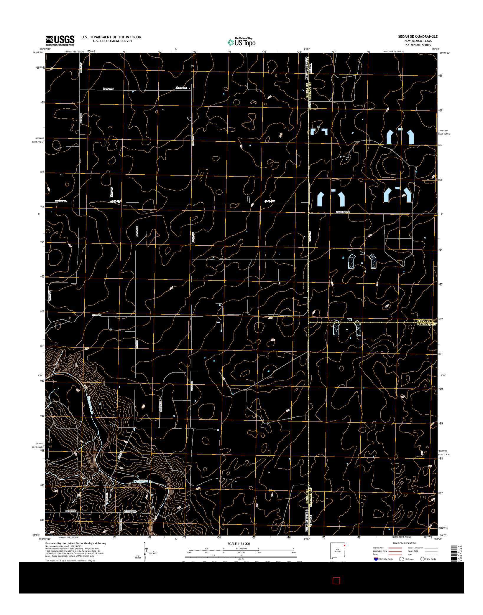 USGS US TOPO 7.5-MINUTE MAP FOR SEDAN SE, NM-TX 2017