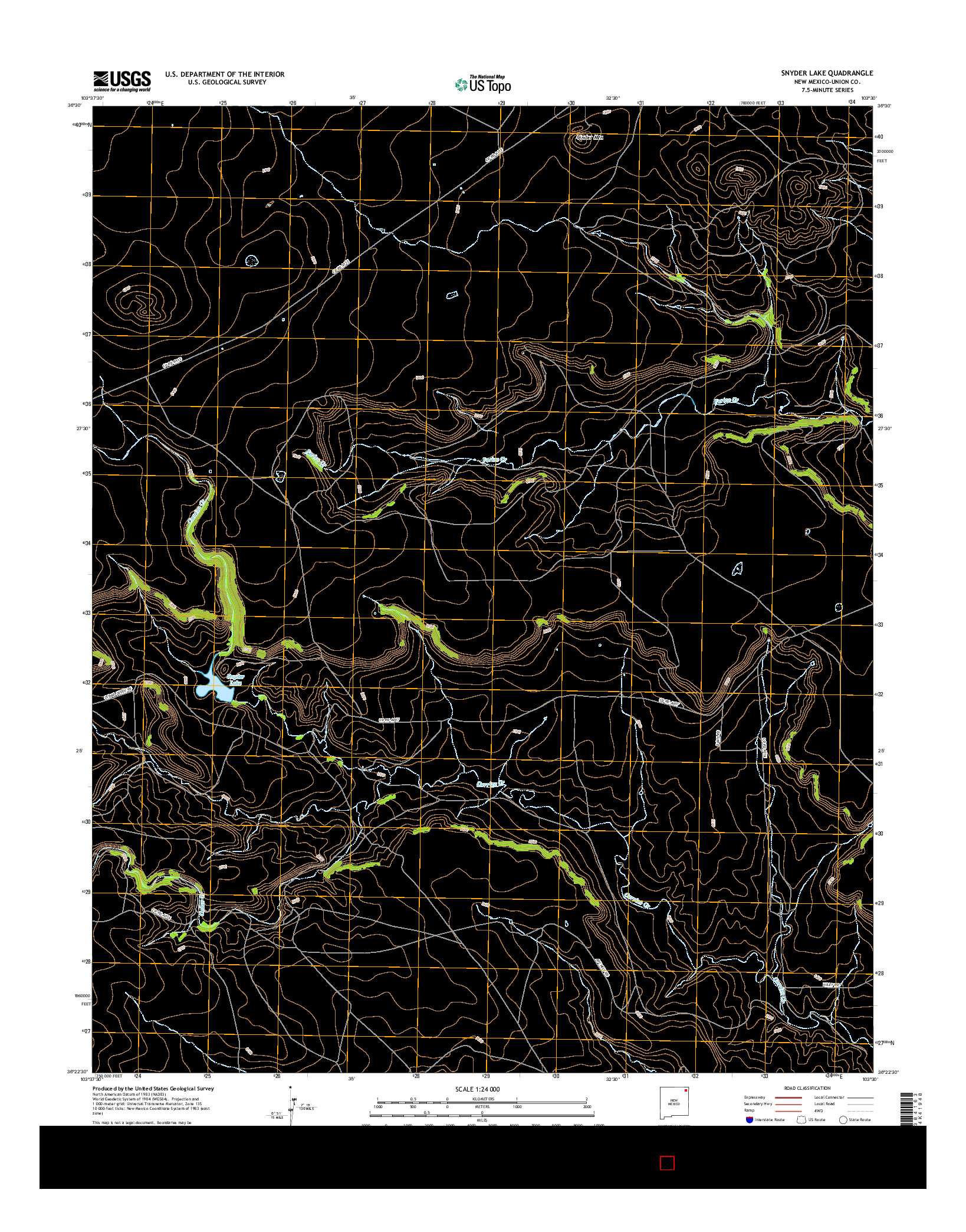 USGS US TOPO 7.5-MINUTE MAP FOR SNYDER LAKE, NM 2017