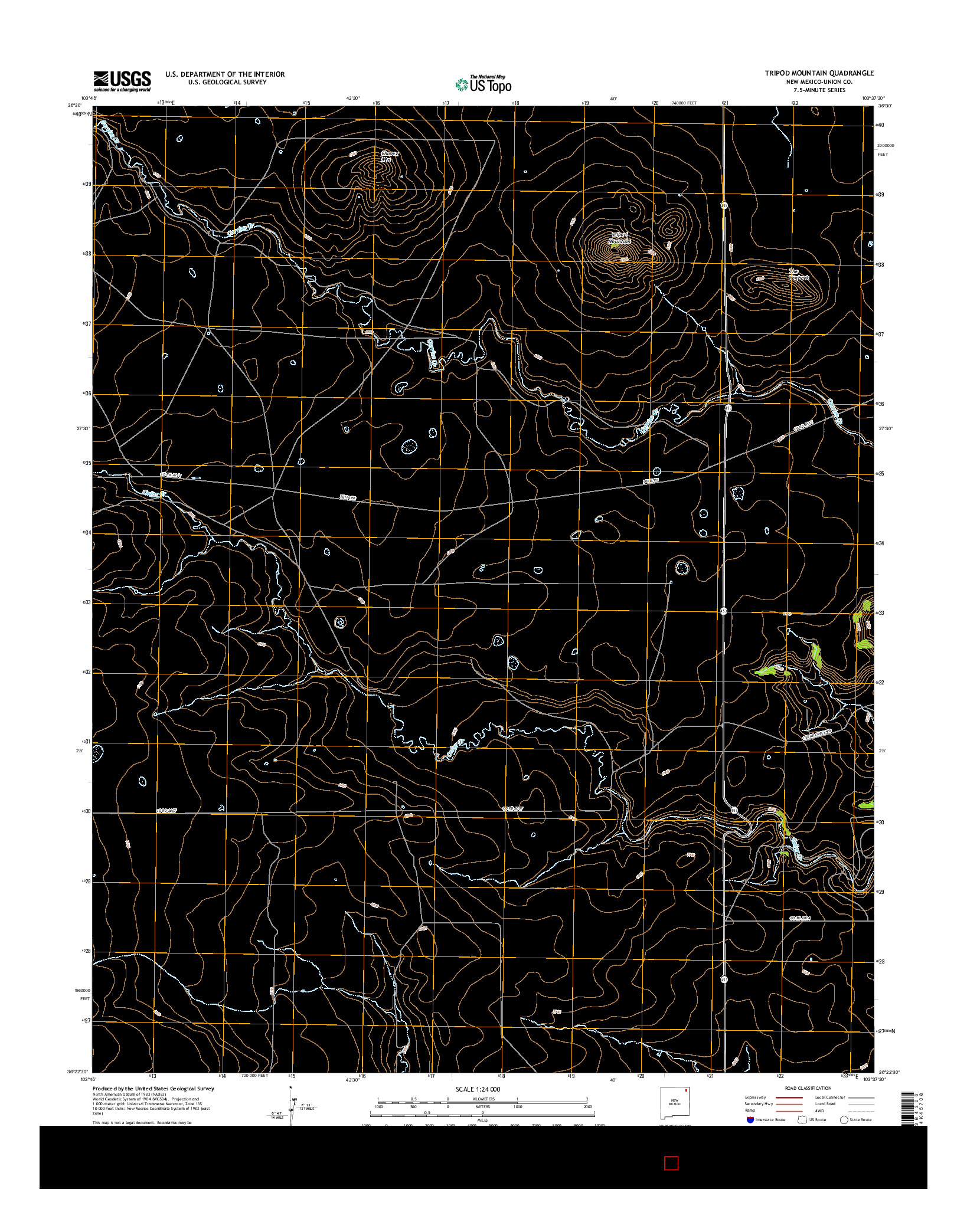 USGS US TOPO 7.5-MINUTE MAP FOR TRIPOD MOUNTAIN, NM 2017