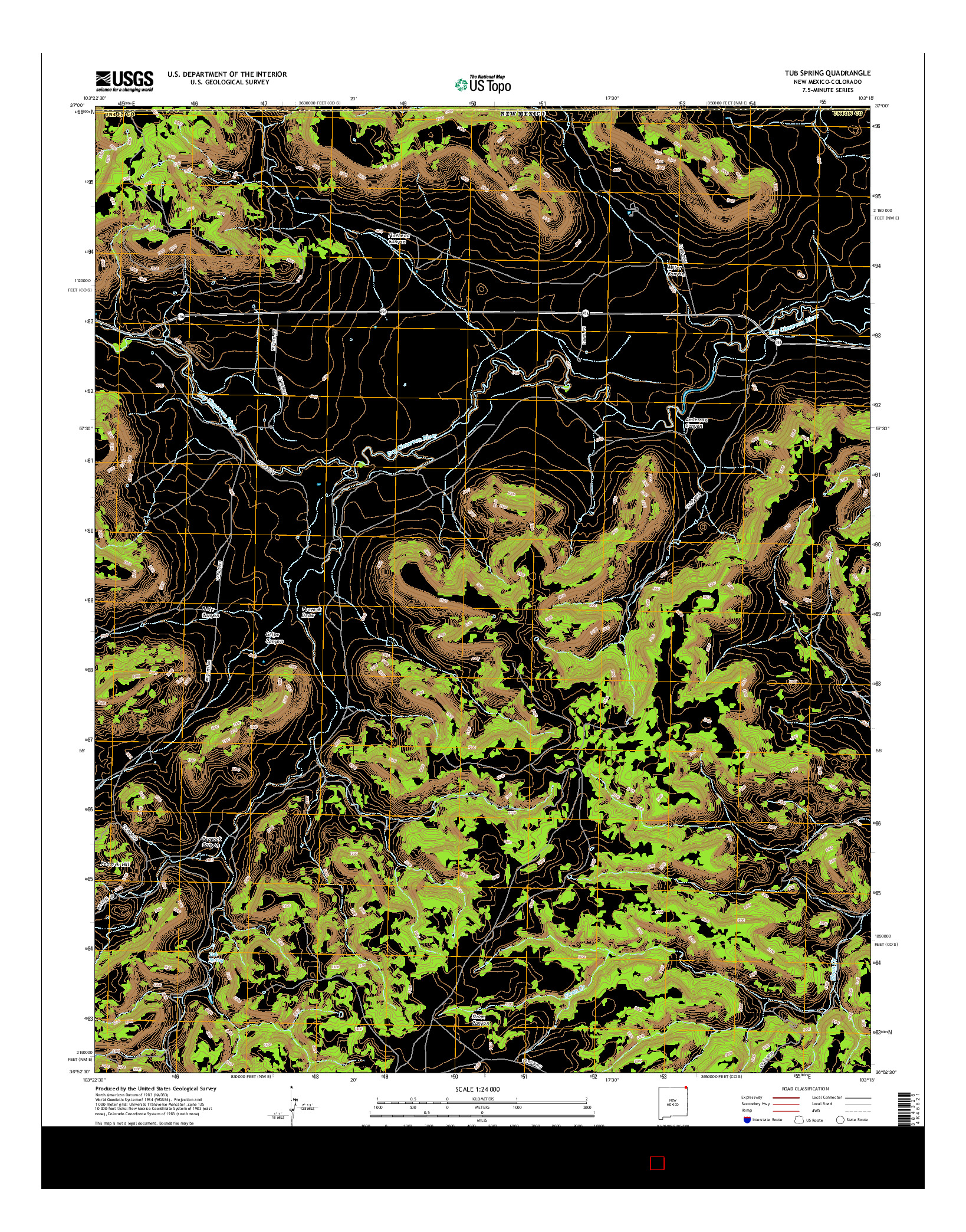 USGS US TOPO 7.5-MINUTE MAP FOR TUB SPRING, NM-CO 2017