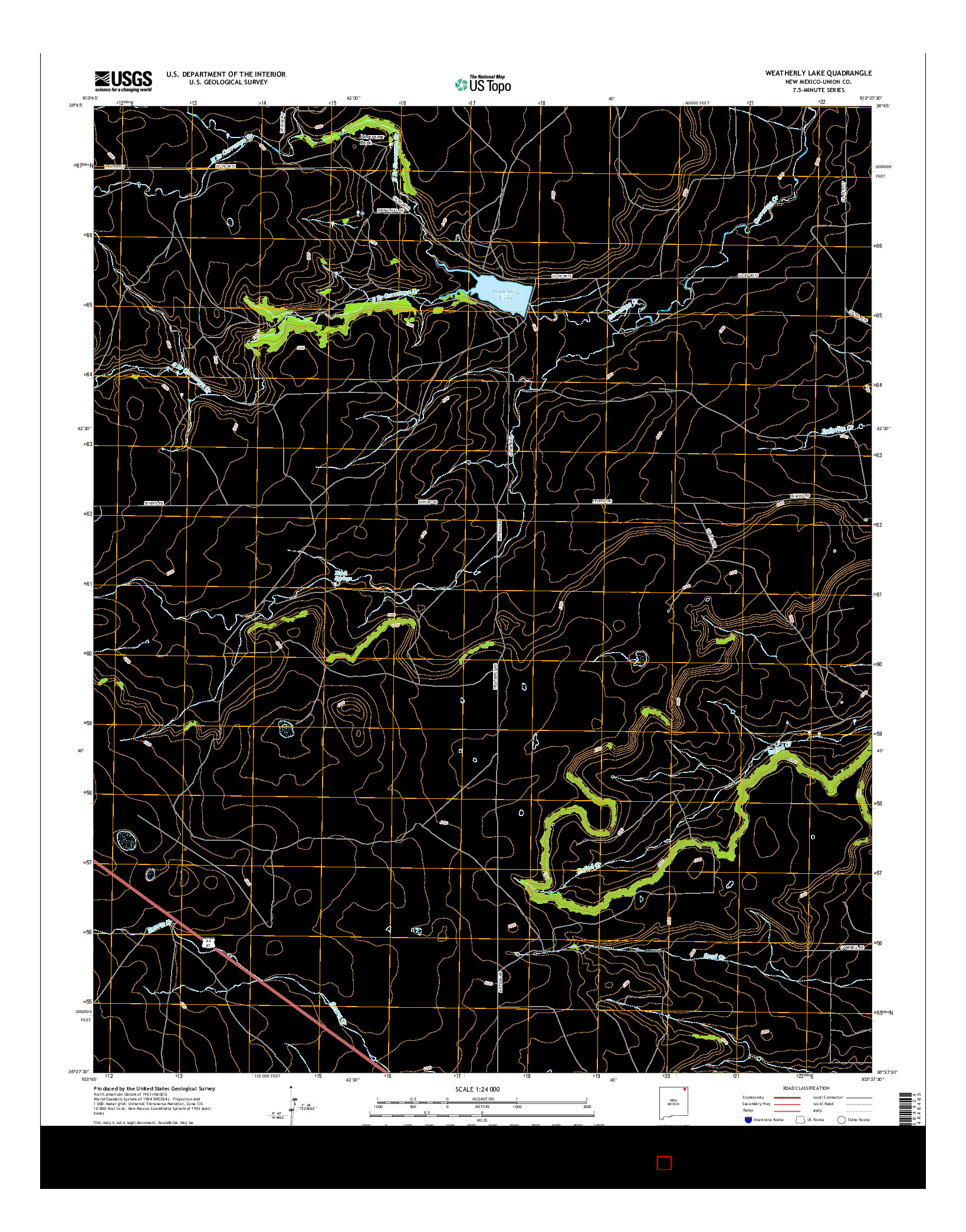 USGS US TOPO 7.5-MINUTE MAP FOR WEATHERLY LAKE, NM 2017
