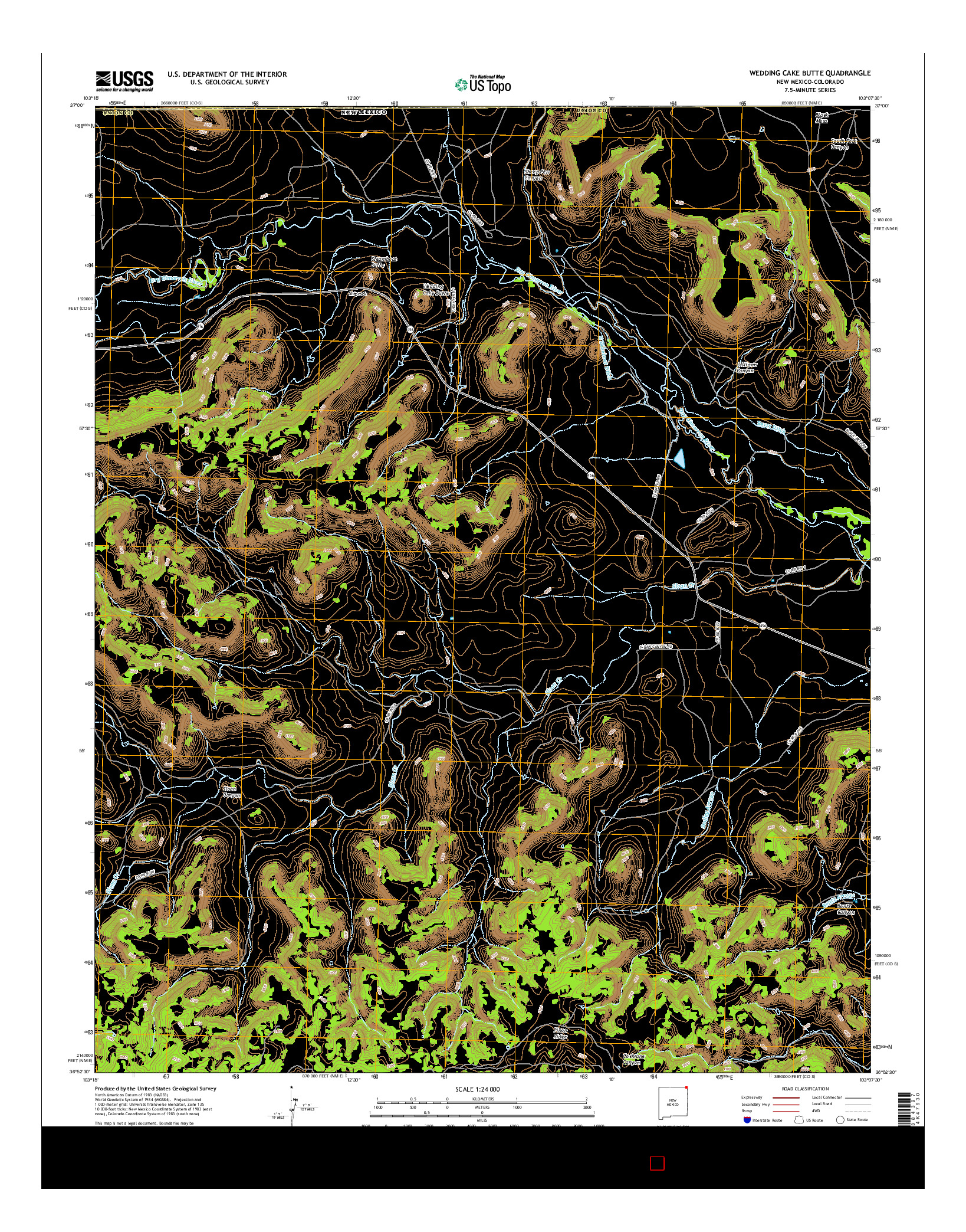 USGS US TOPO 7.5-MINUTE MAP FOR WEDDING CAKE BUTTE, NM-CO 2017