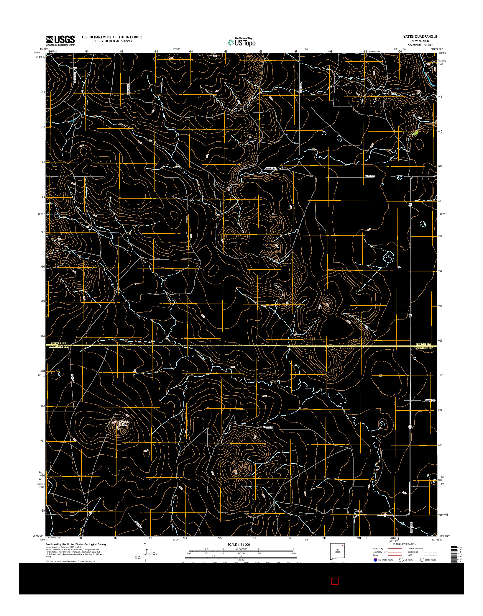 USGS US TOPO 7.5-MINUTE MAP FOR YATES, NM 2017