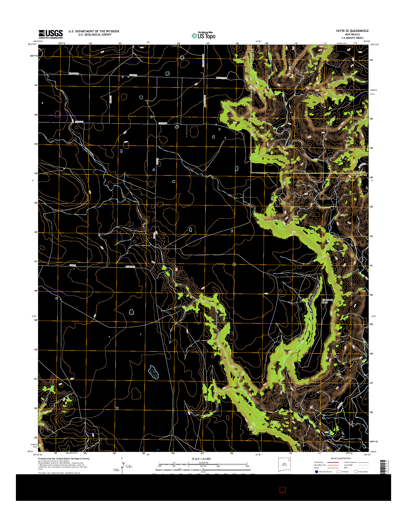 USGS US TOPO 7.5-MINUTE MAP FOR YATES SE, NM 2017