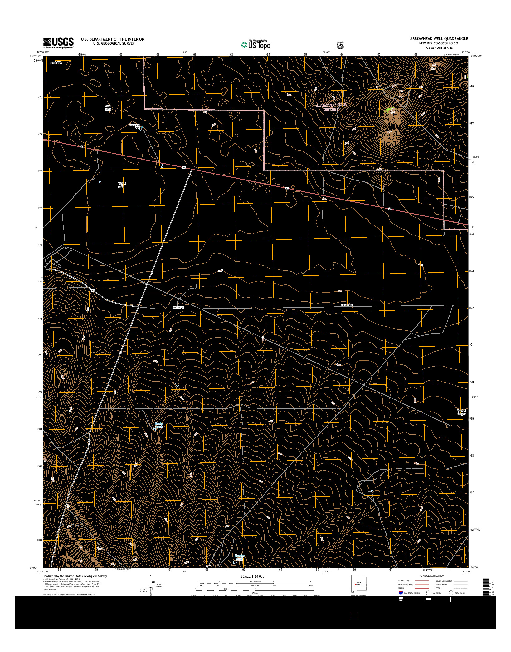 USGS US TOPO 7.5-MINUTE MAP FOR ARROWHEAD WELL, NM 2017