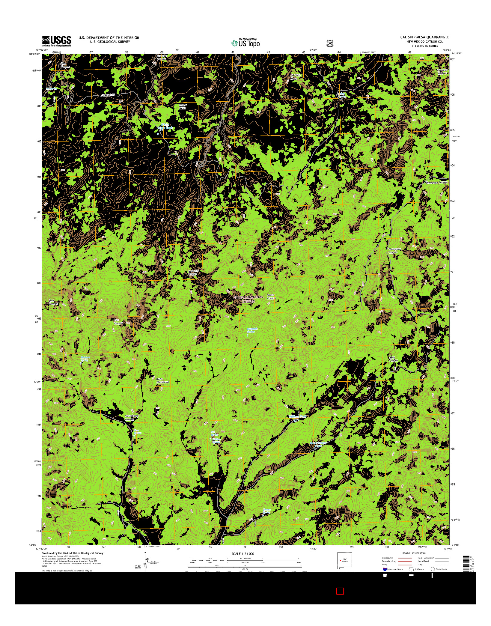 USGS US TOPO 7.5-MINUTE MAP FOR CAL SHIP MESA, NM 2017