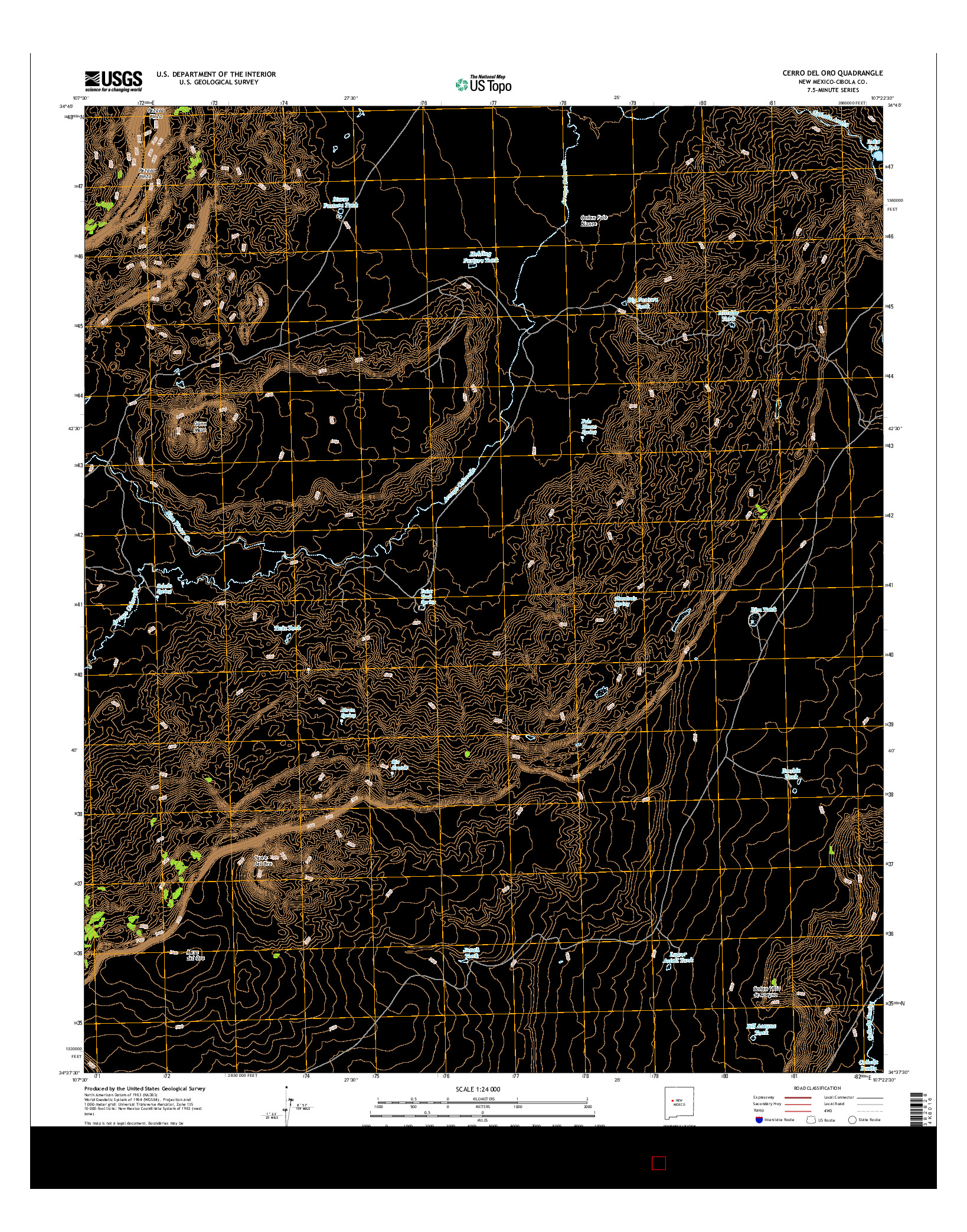 USGS US TOPO 7.5-MINUTE MAP FOR CERRO DEL ORO, NM 2017