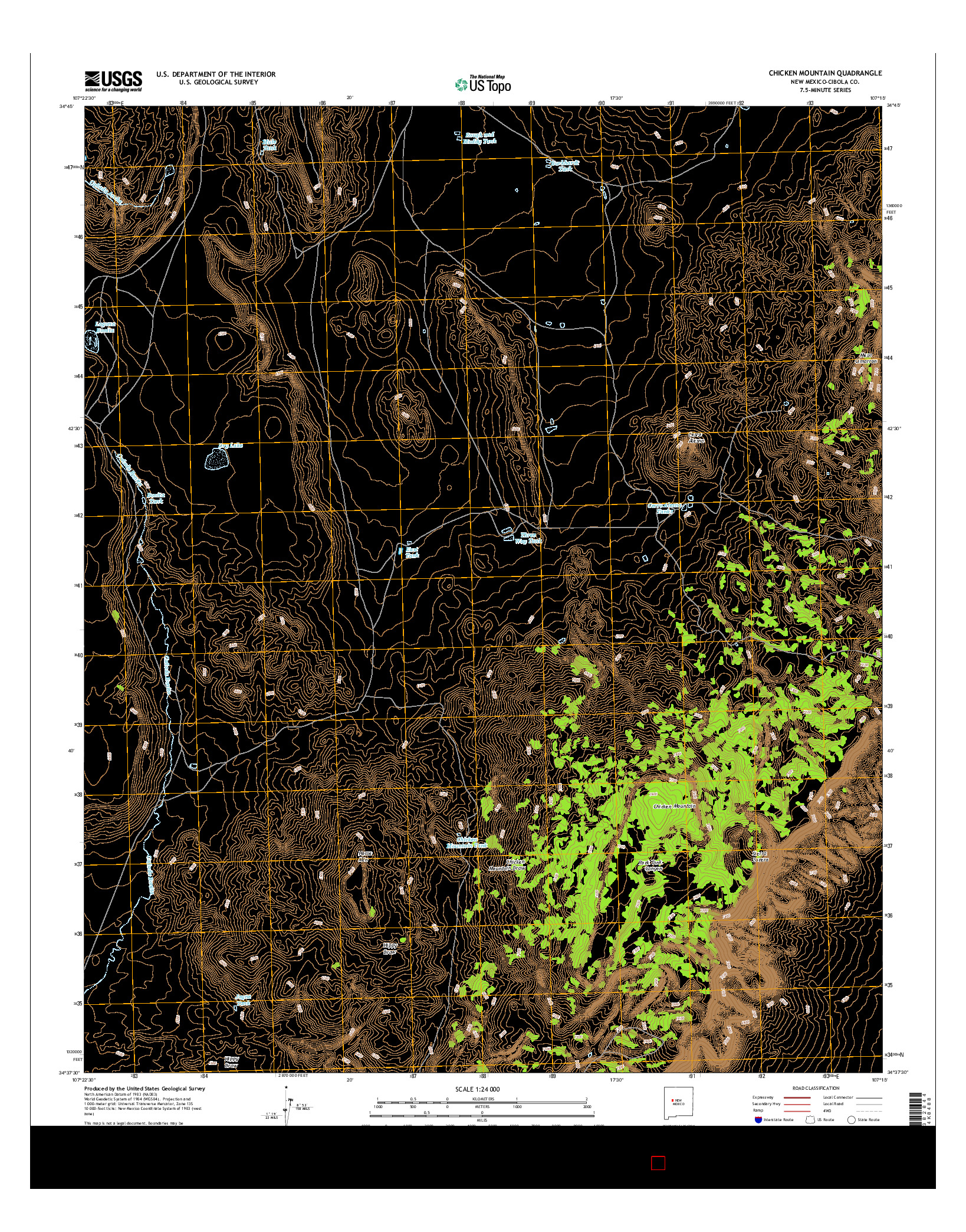 USGS US TOPO 7.5-MINUTE MAP FOR CHICKEN MOUNTAIN, NM 2017