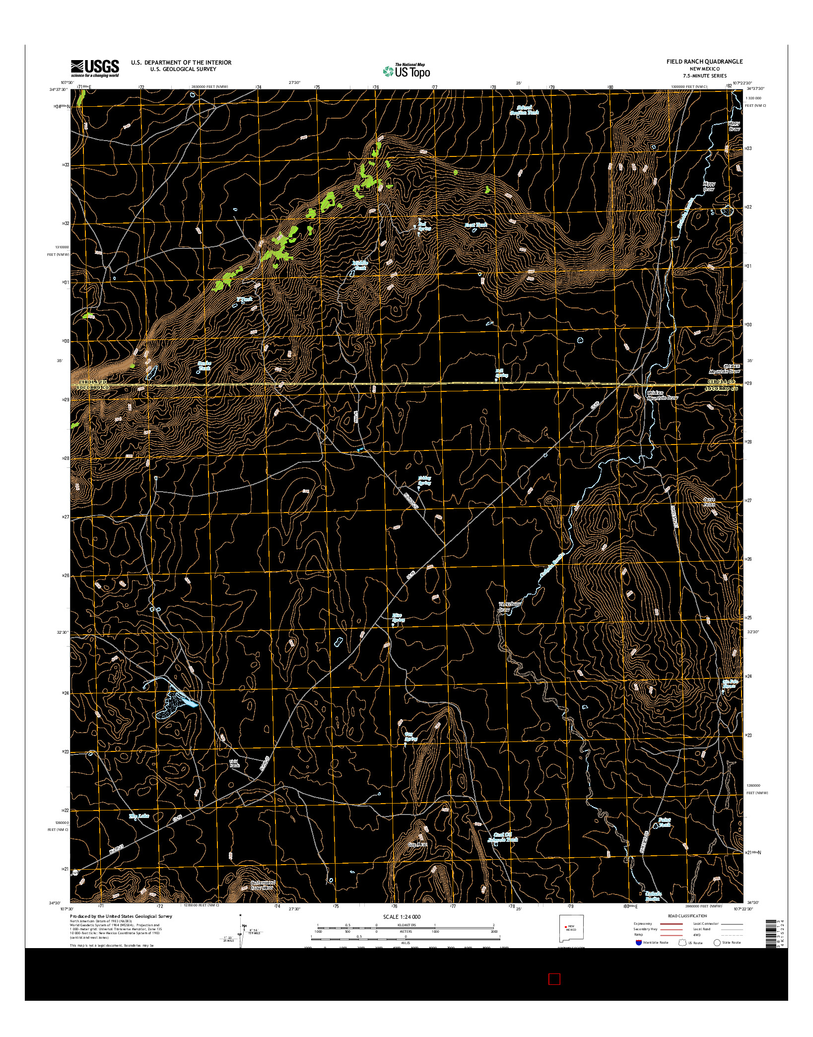 USGS US TOPO 7.5-MINUTE MAP FOR FIELD RANCH, NM 2017