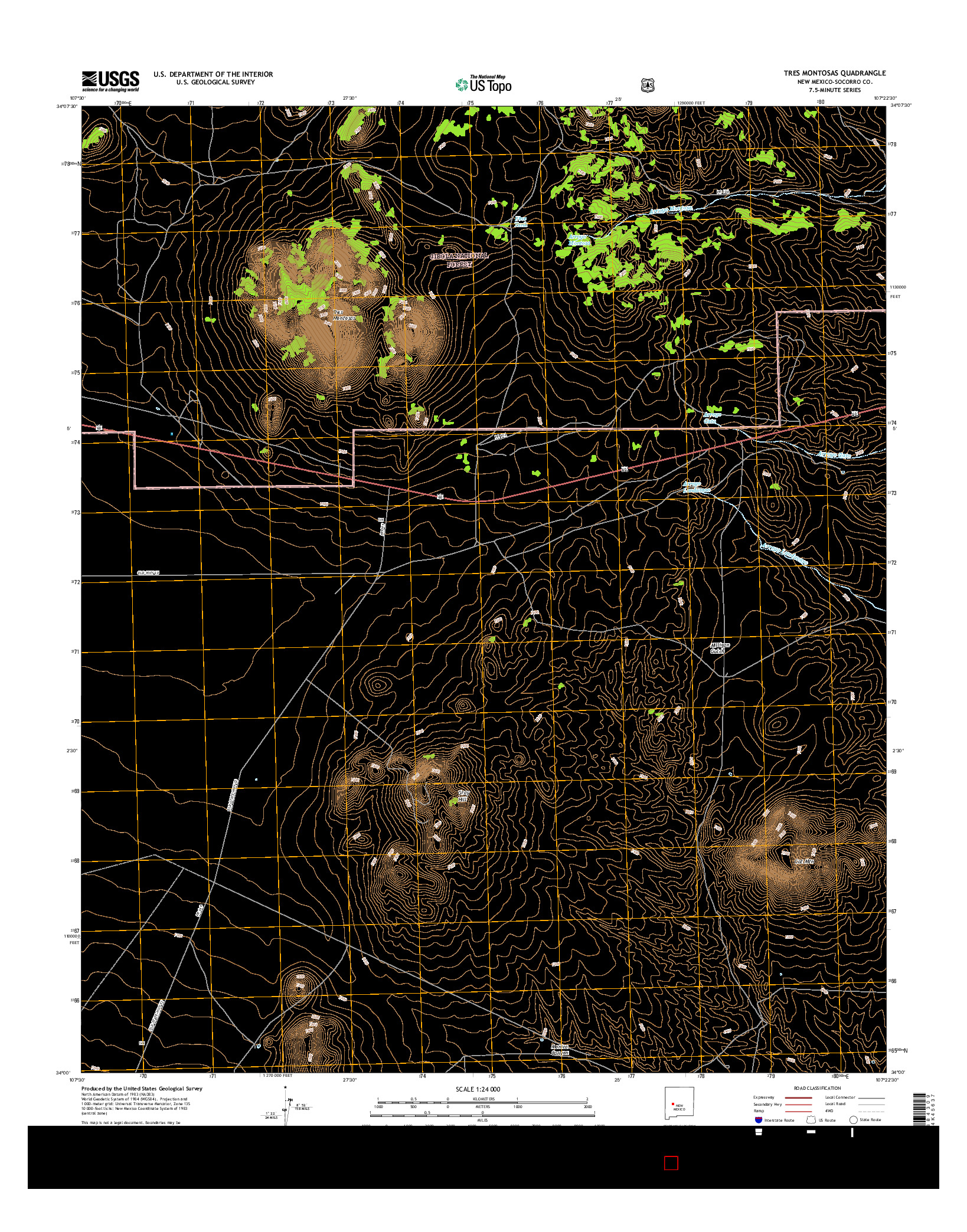 USGS US TOPO 7.5-MINUTE MAP FOR TRES MONTOSAS, NM 2017