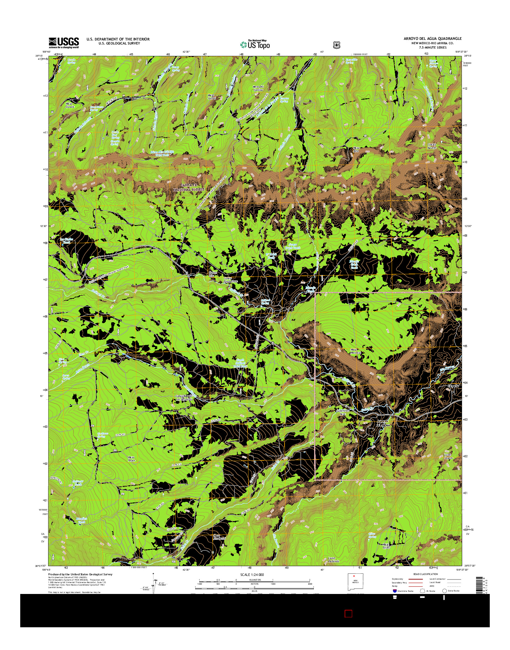 USGS US TOPO 7.5-MINUTE MAP FOR ARROYO DEL AGUA, NM 2017