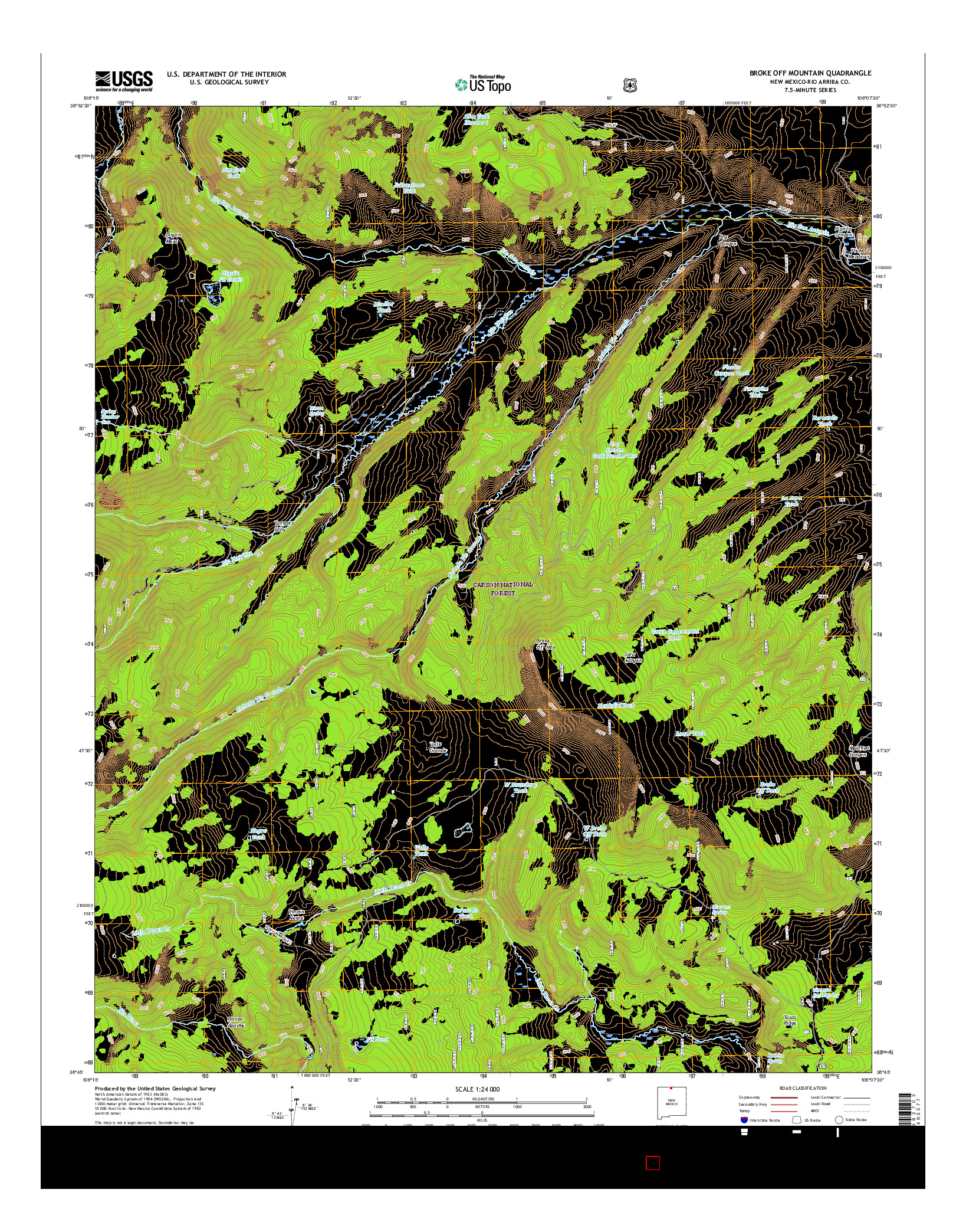 USGS US TOPO 7.5-MINUTE MAP FOR BROKE OFF MOUNTAIN, NM 2017