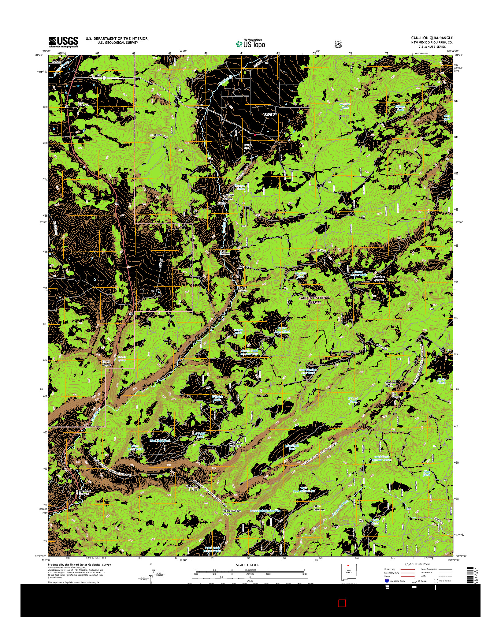 USGS US TOPO 7.5-MINUTE MAP FOR CANJILON, NM 2017