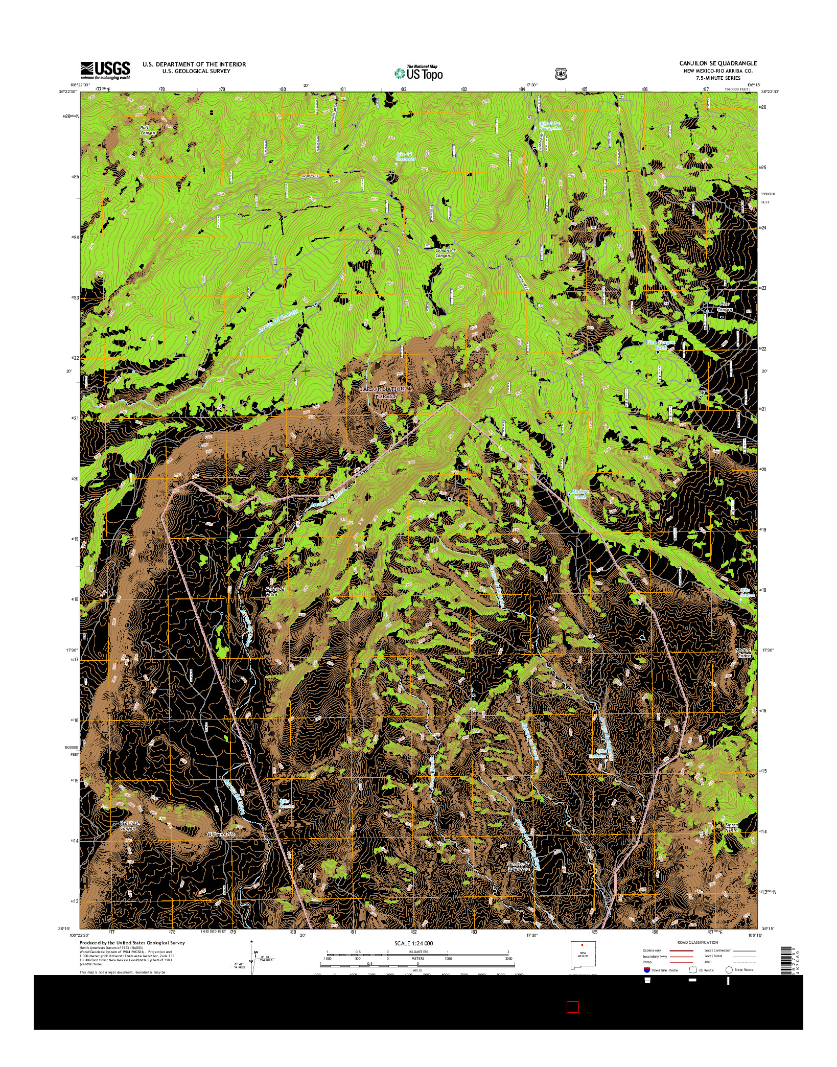 USGS US TOPO 7.5-MINUTE MAP FOR CANJILON SE, NM 2017