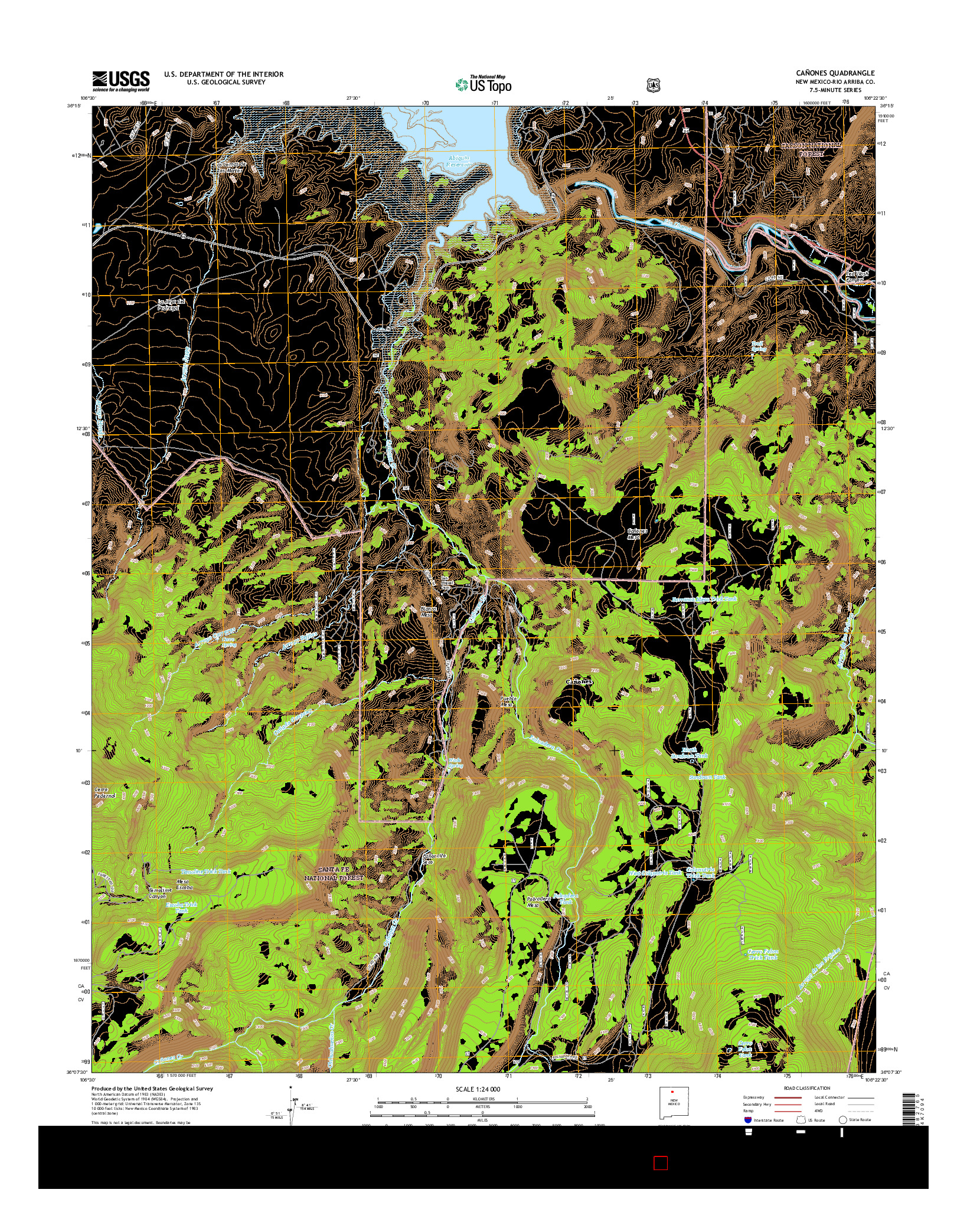 USGS US TOPO 7.5-MINUTE MAP FOR CAñONES, NM 2017