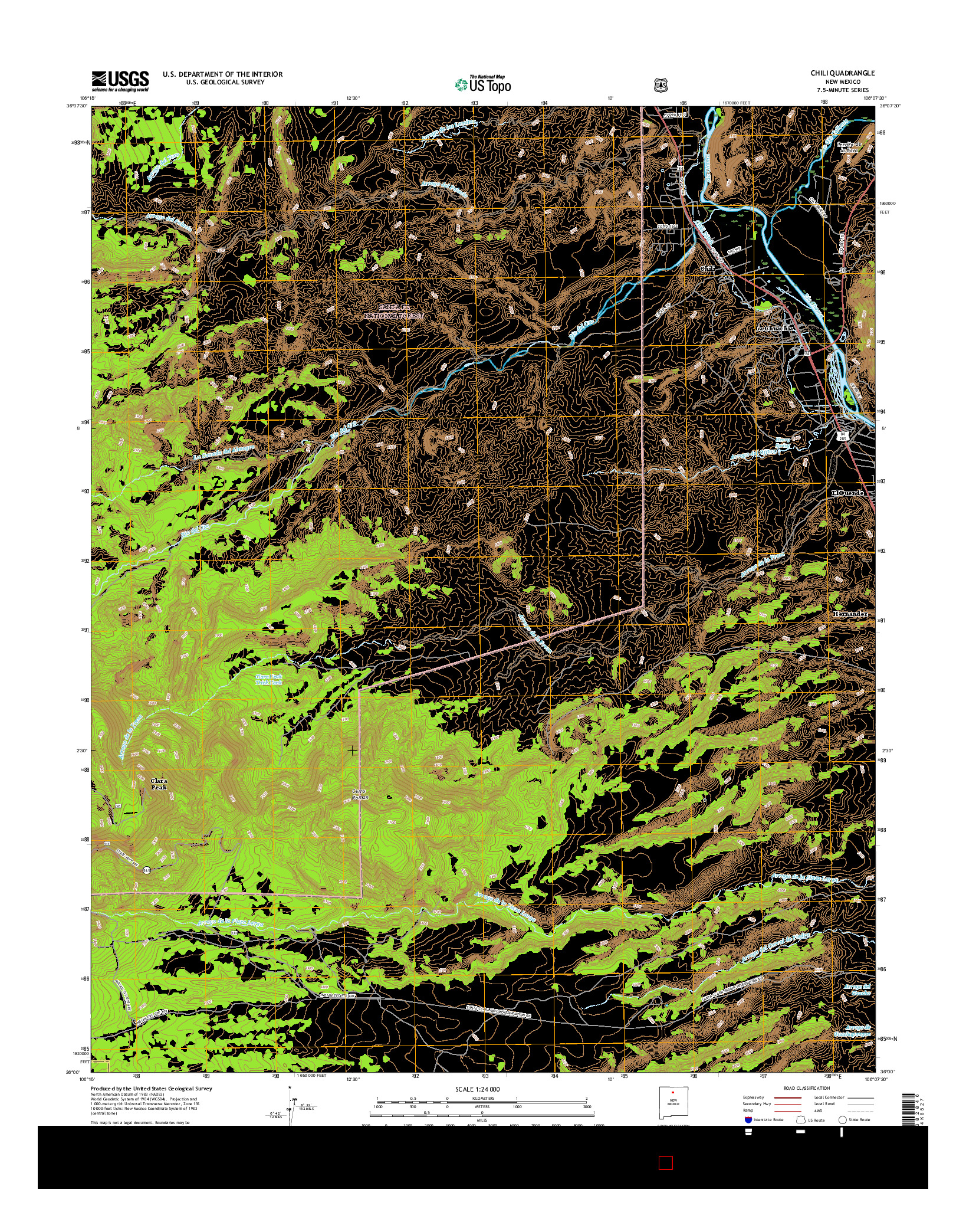 USGS US TOPO 7.5-MINUTE MAP FOR CHILI, NM 2017