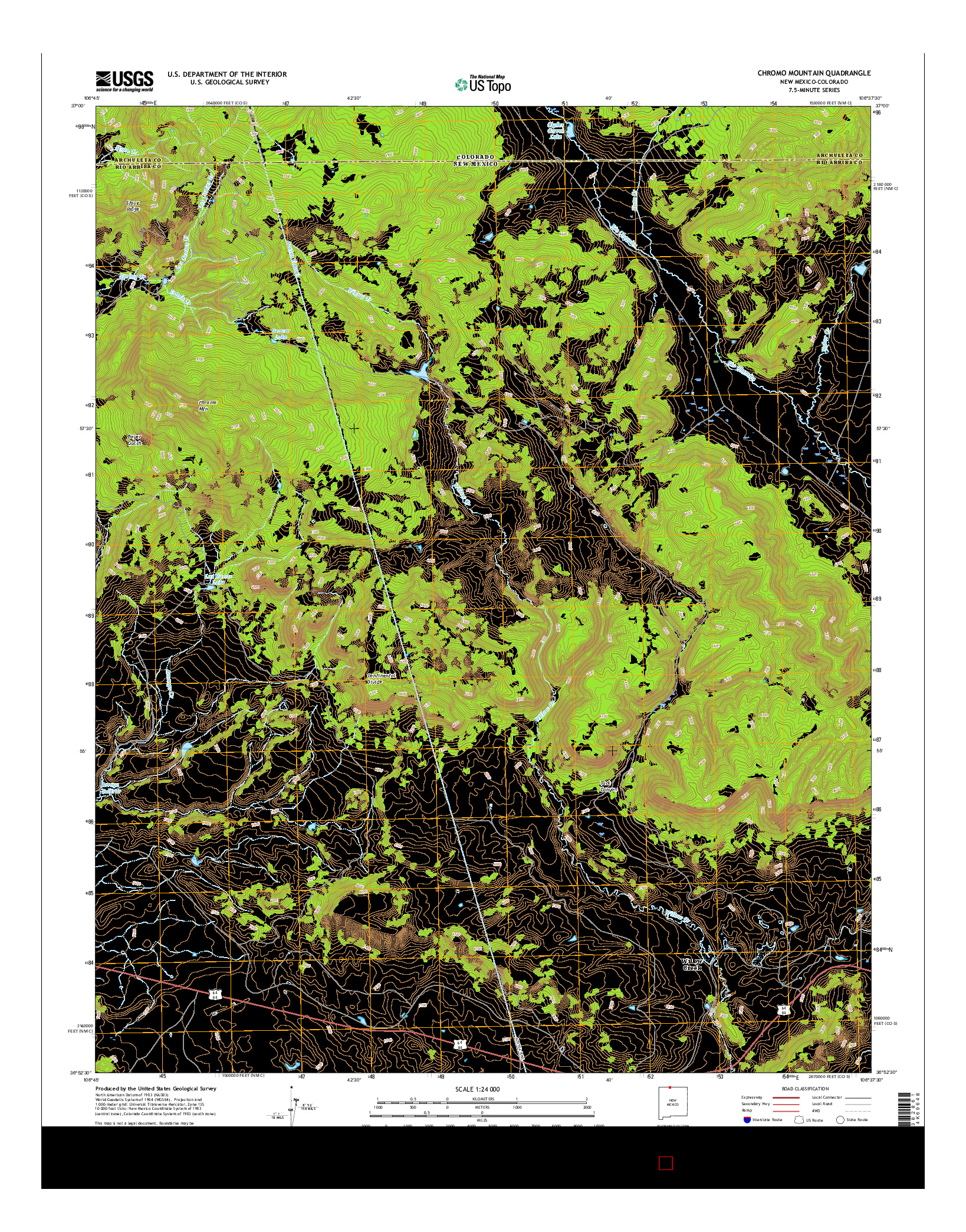 USGS US TOPO 7.5-MINUTE MAP FOR CHROMO MOUNTAIN, NM-CO 2017