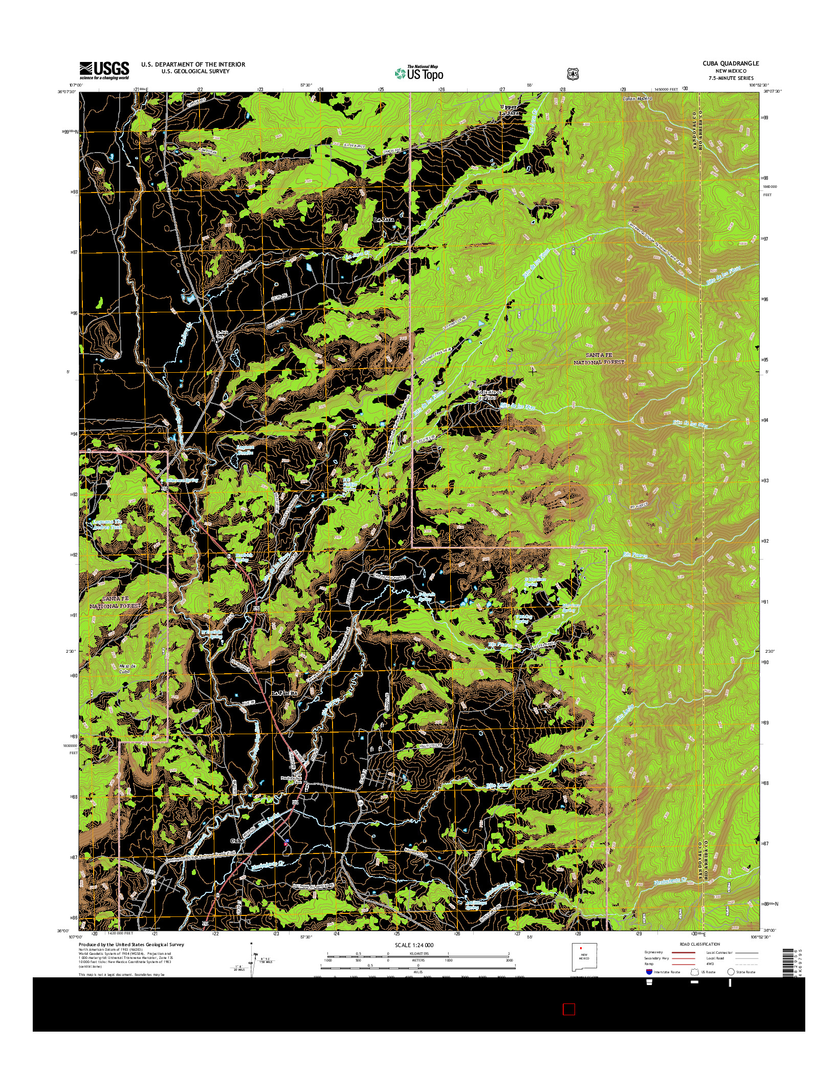 USGS US TOPO 7.5-MINUTE MAP FOR CUBA, NM 2017