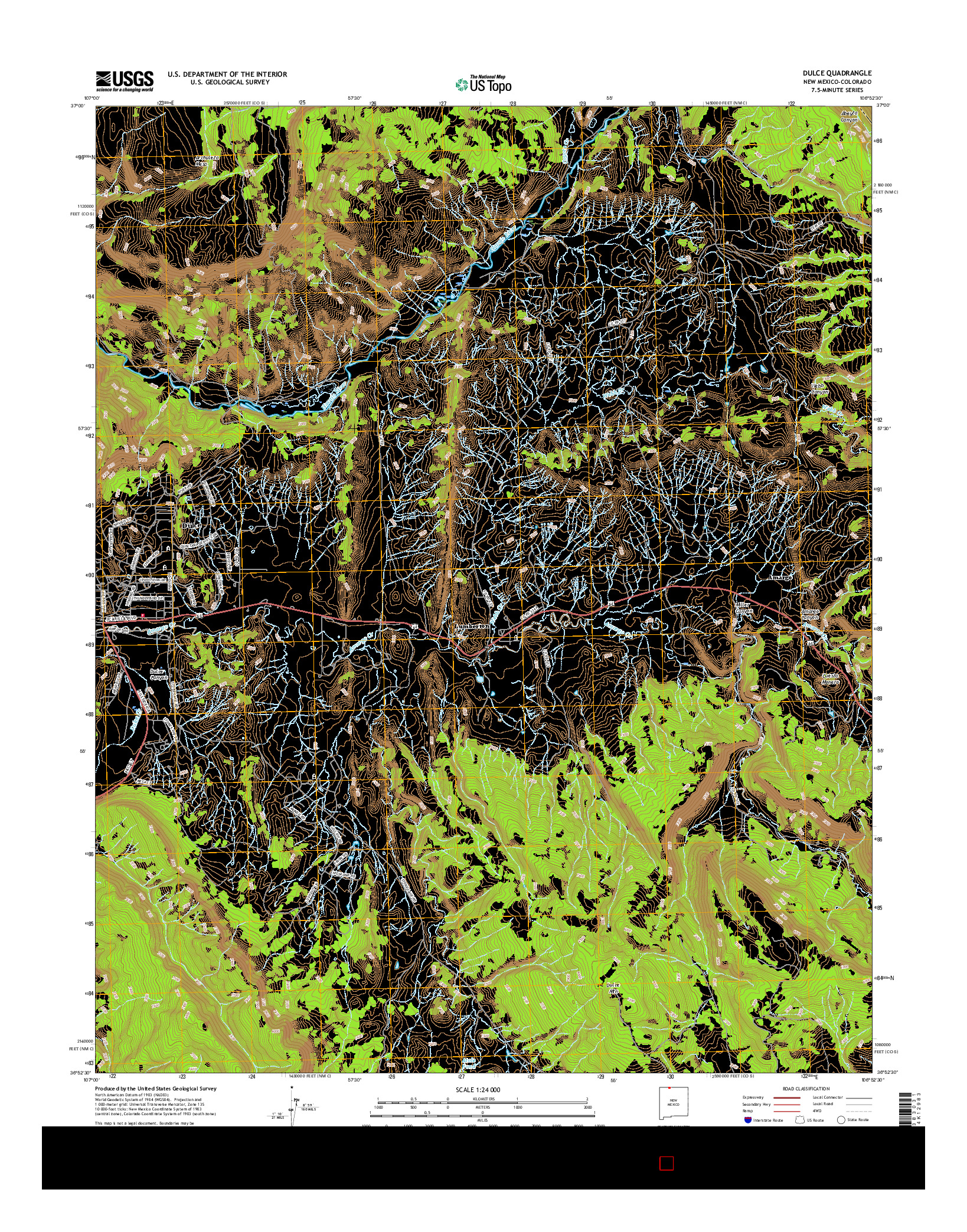 USGS US TOPO 7.5-MINUTE MAP FOR DULCE, NM-CO 2017