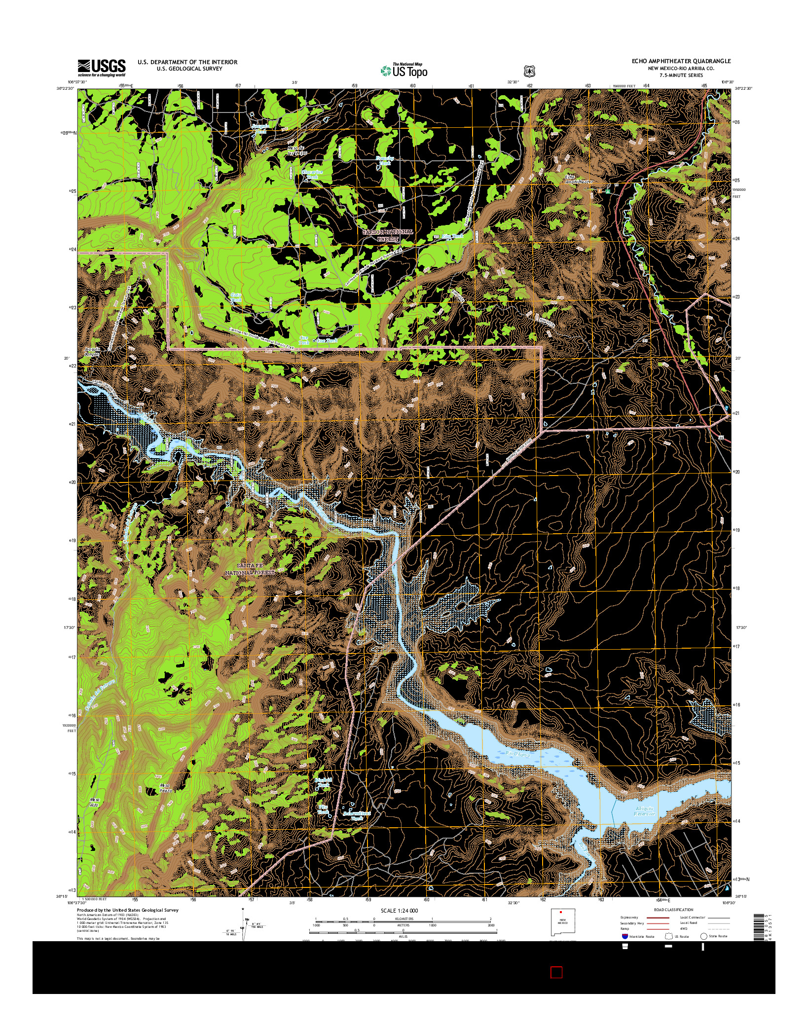 USGS US TOPO 7.5-MINUTE MAP FOR ECHO AMPHITHEATER, NM 2017