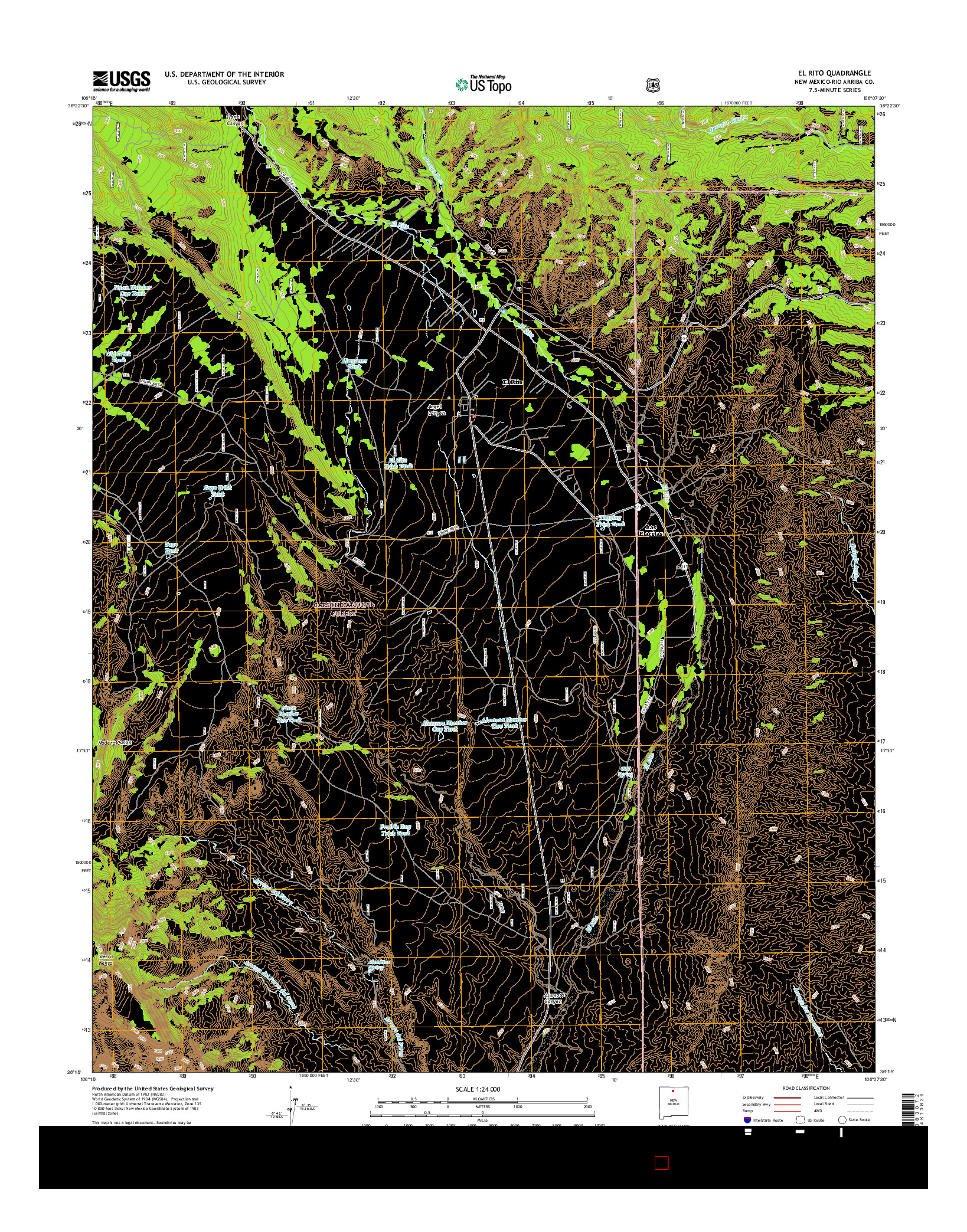 USGS US TOPO 7.5-MINUTE MAP FOR EL RITO, NM 2017