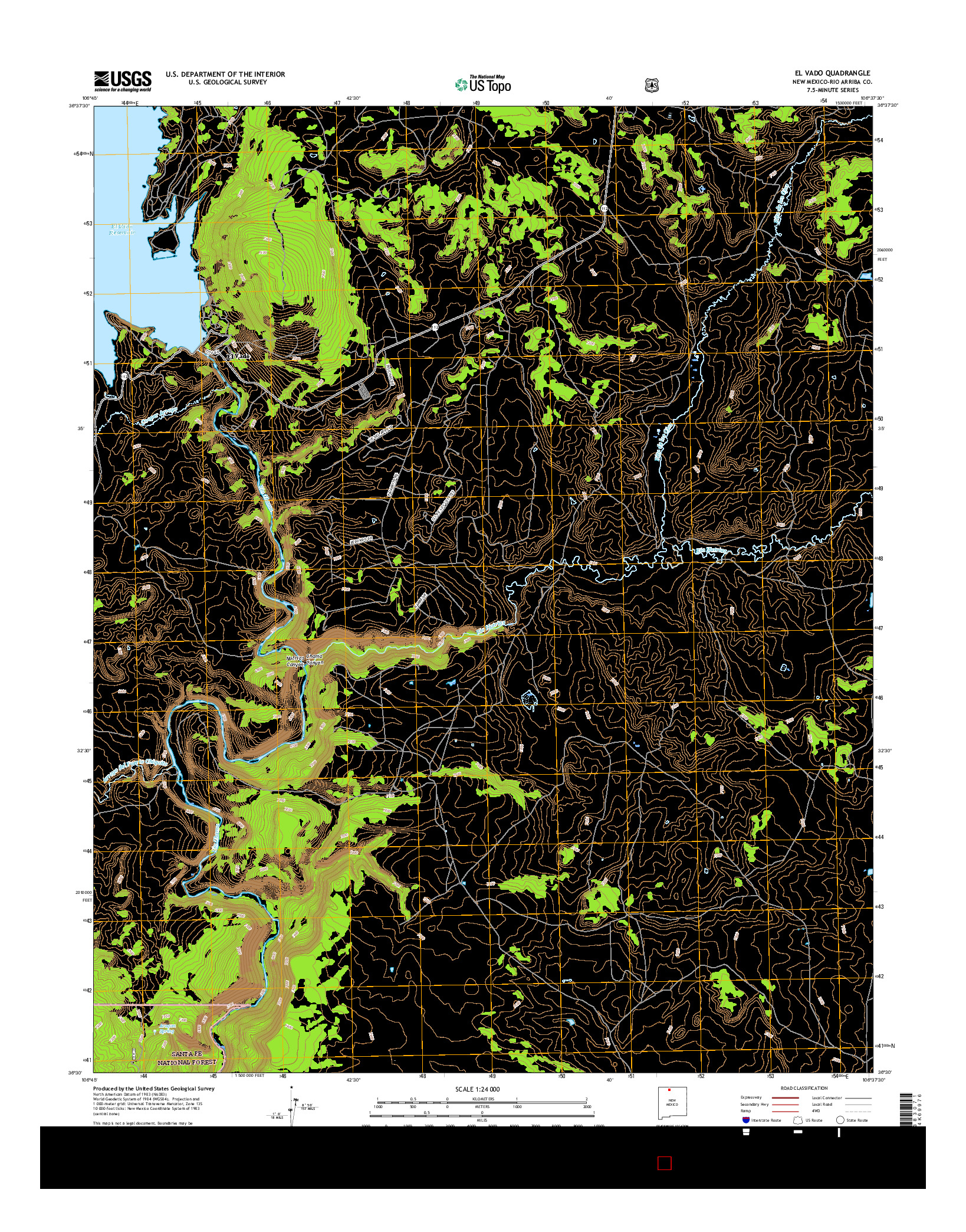 USGS US TOPO 7.5-MINUTE MAP FOR EL VADO, NM 2017